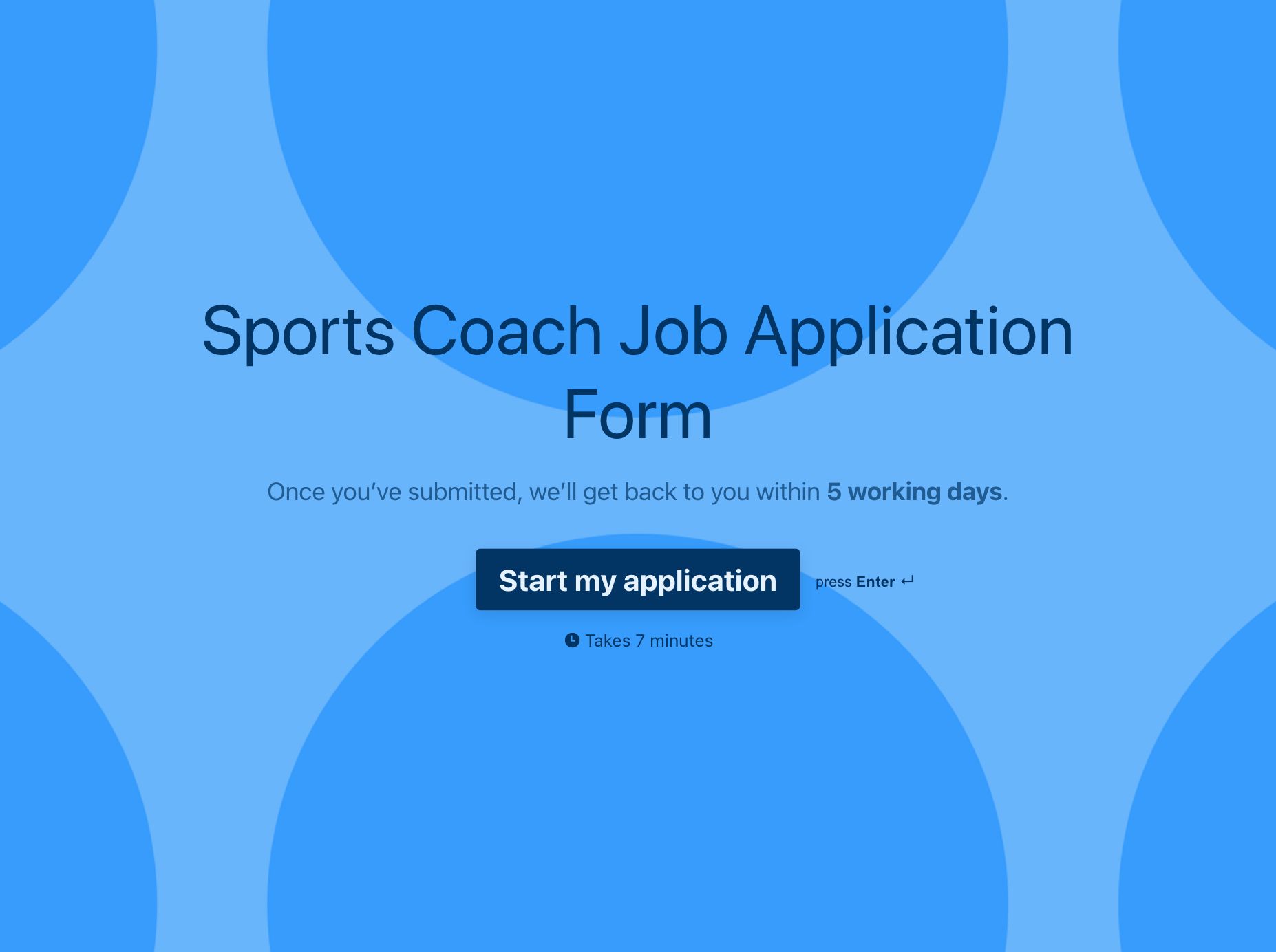 Sports Coach Job Application Form Template