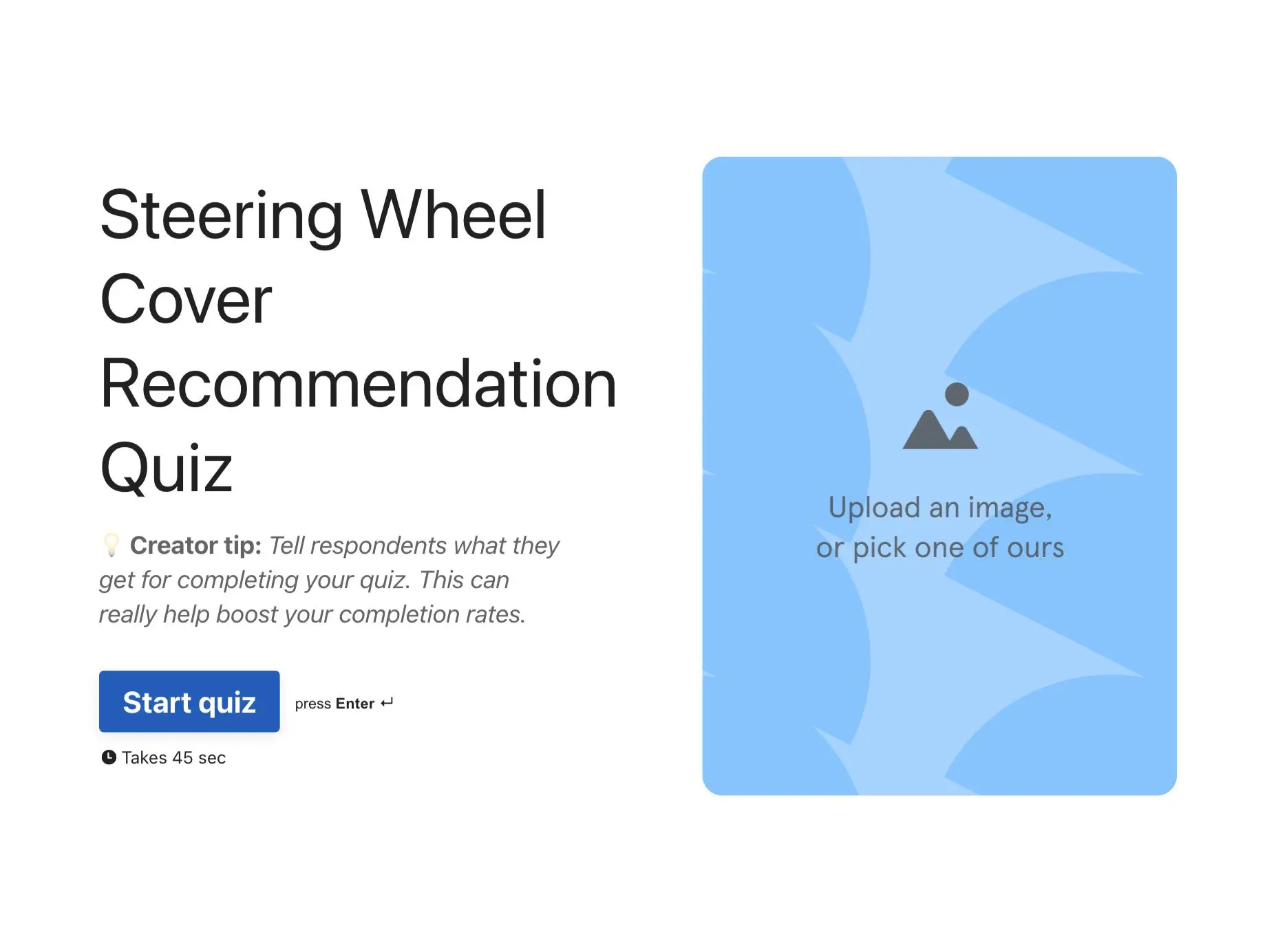 Steering Wheel Cover Recommendation Quiz Template Hero