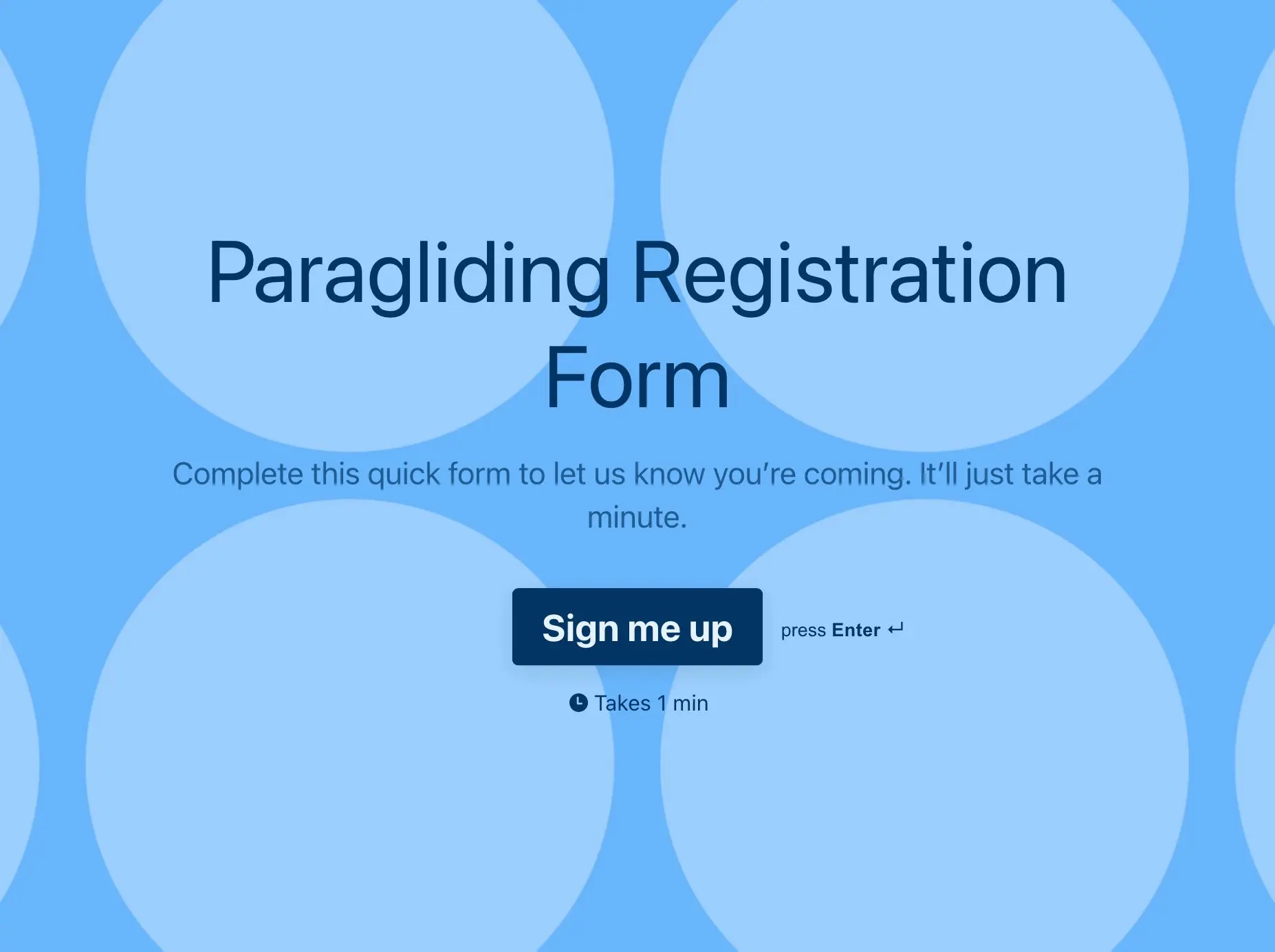 Paragliding Registration Form Template Hero