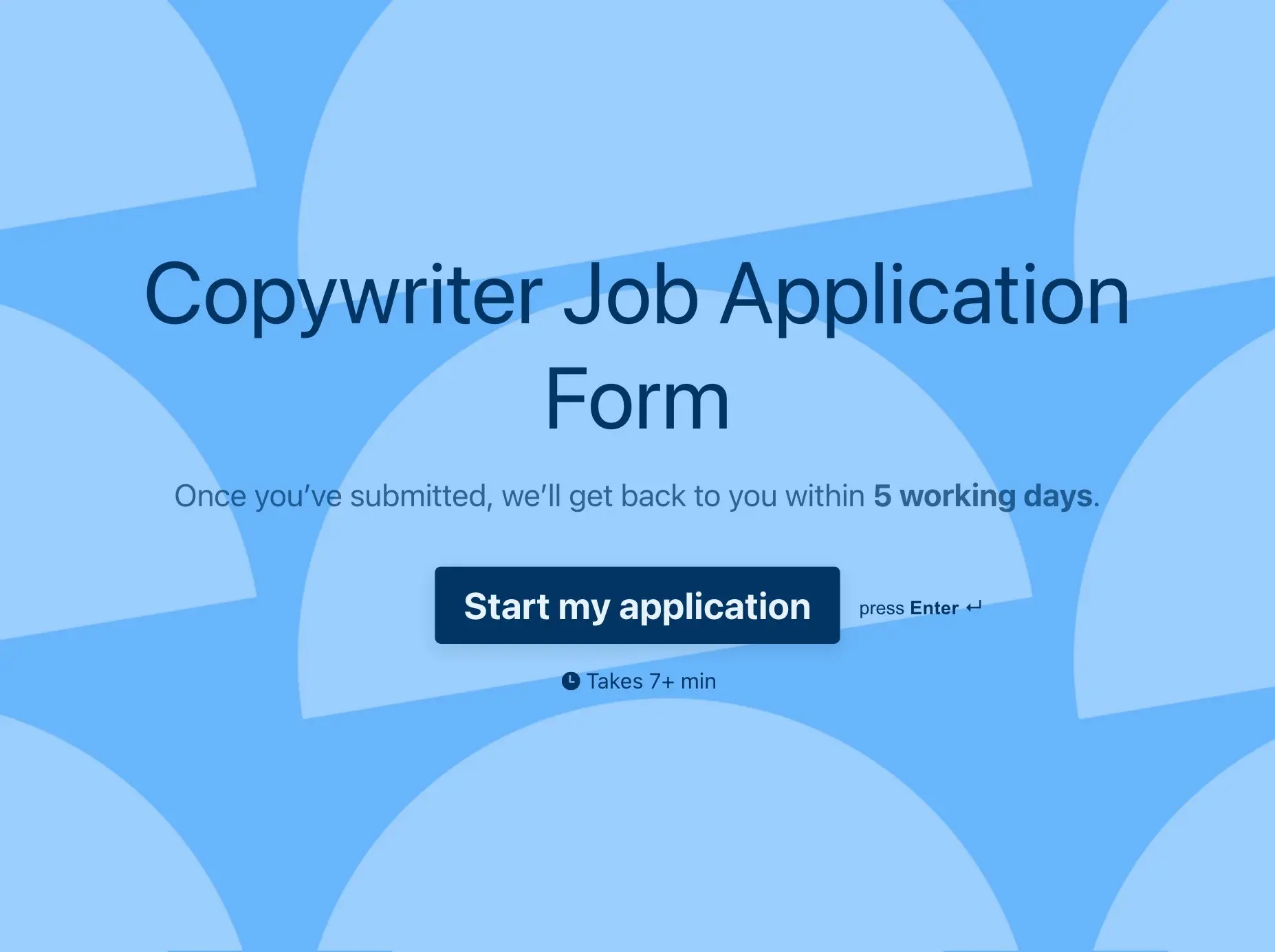 Copywriter job application form template Hero