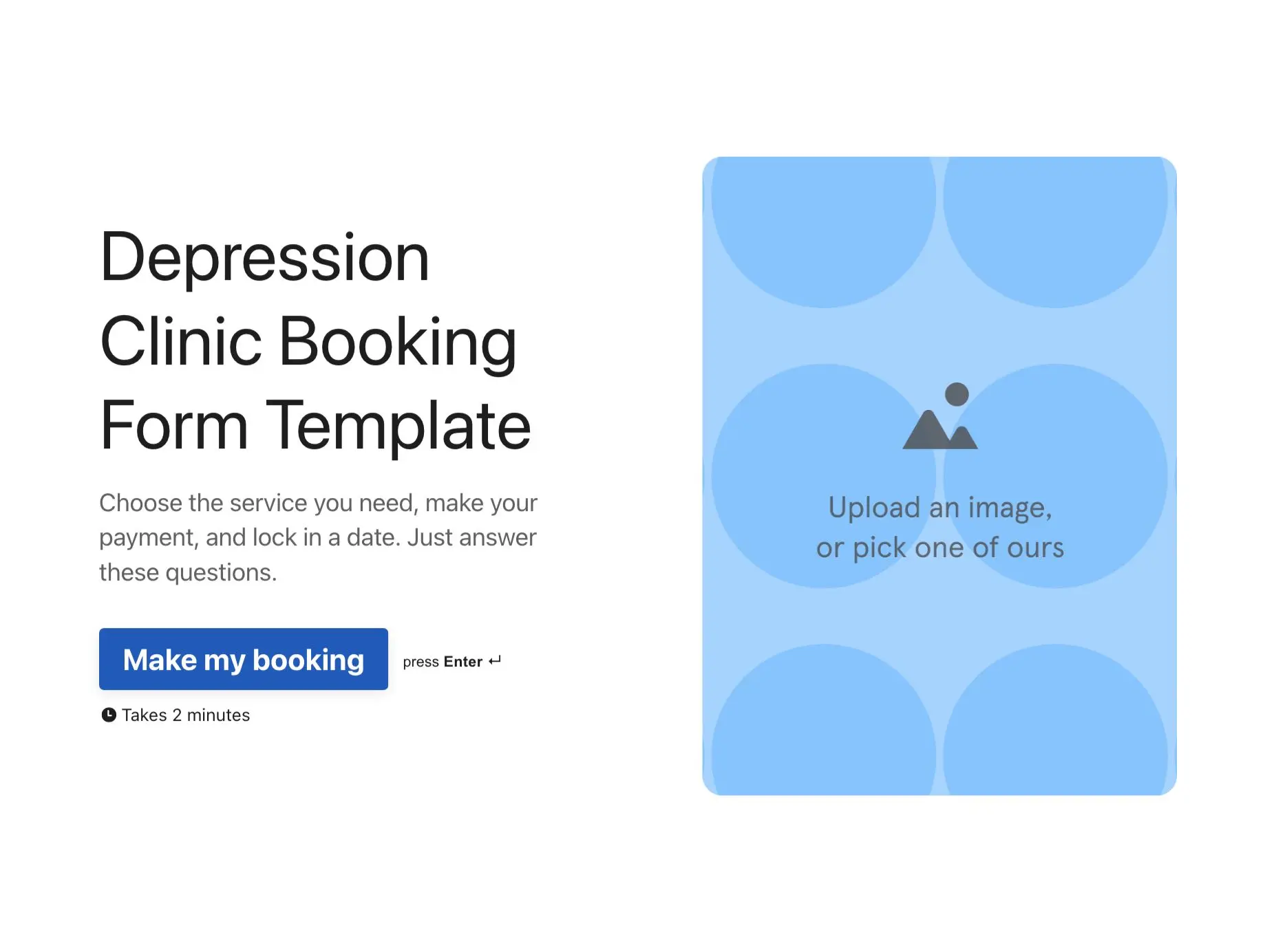 Depression Clinic Booking Form Template Hero
