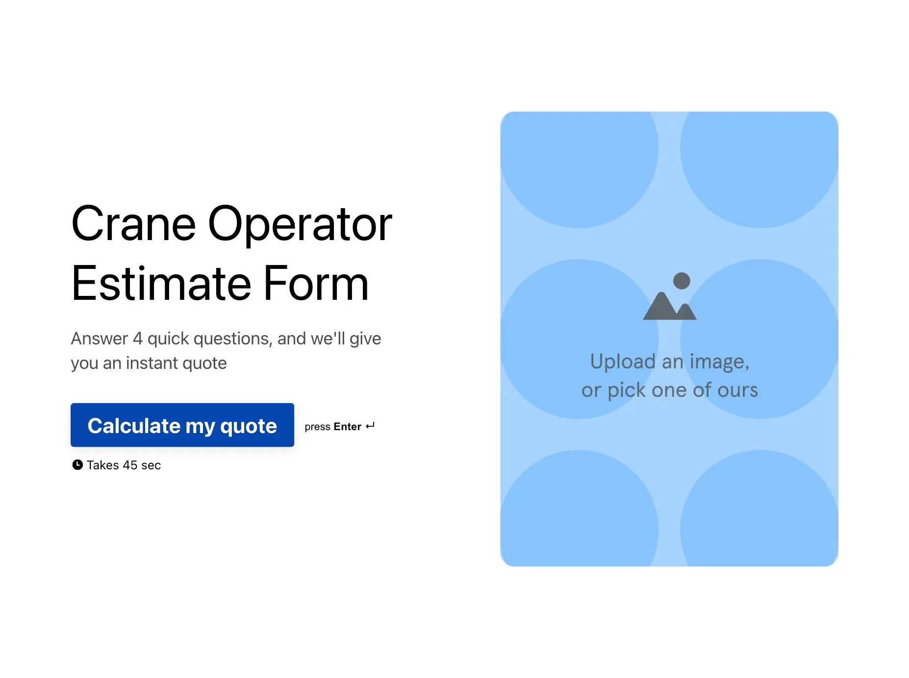 Crane Operator Estimate Form Template Hero
