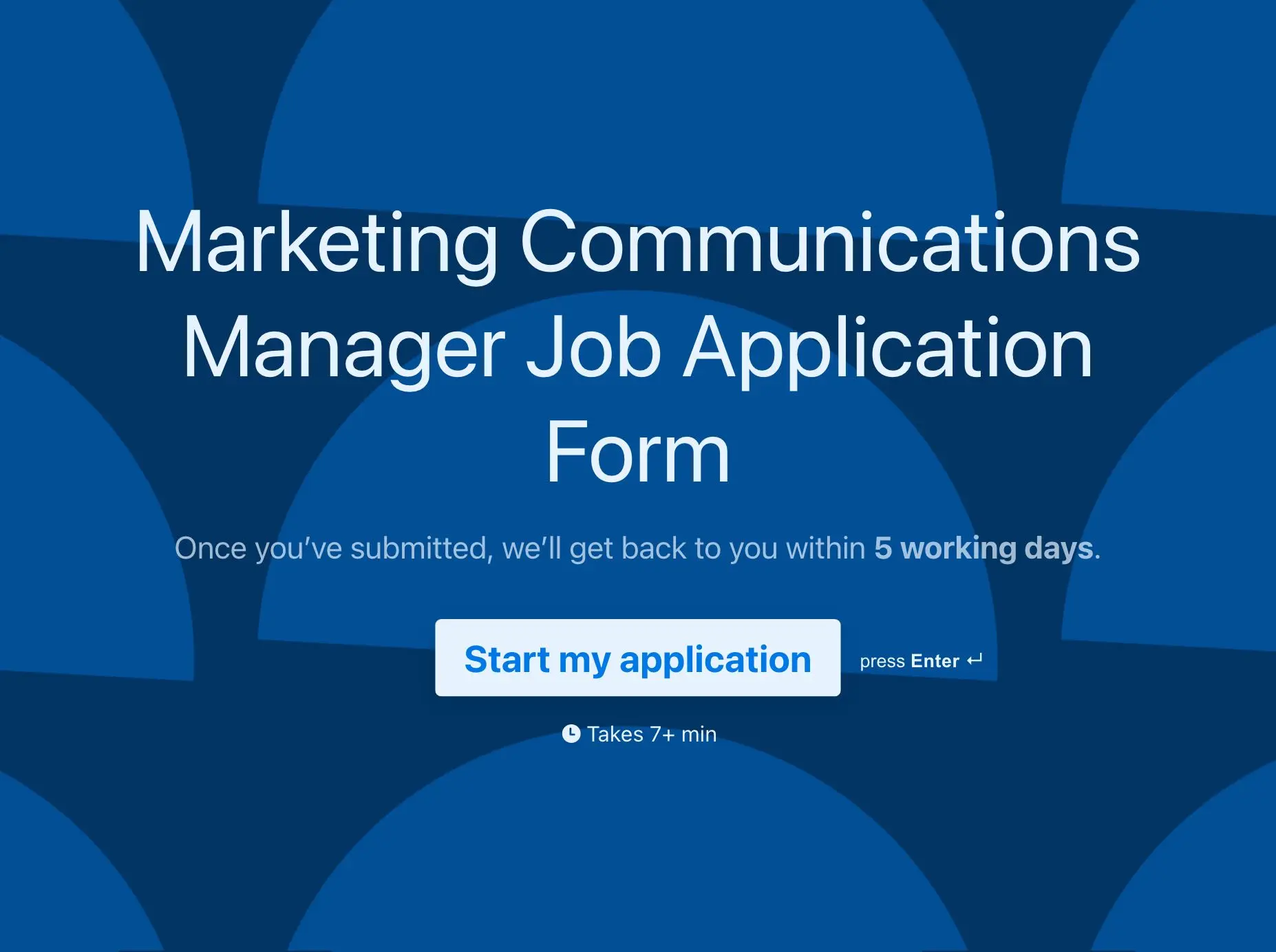Marketing Communications Manager Job Application Form Template Hero