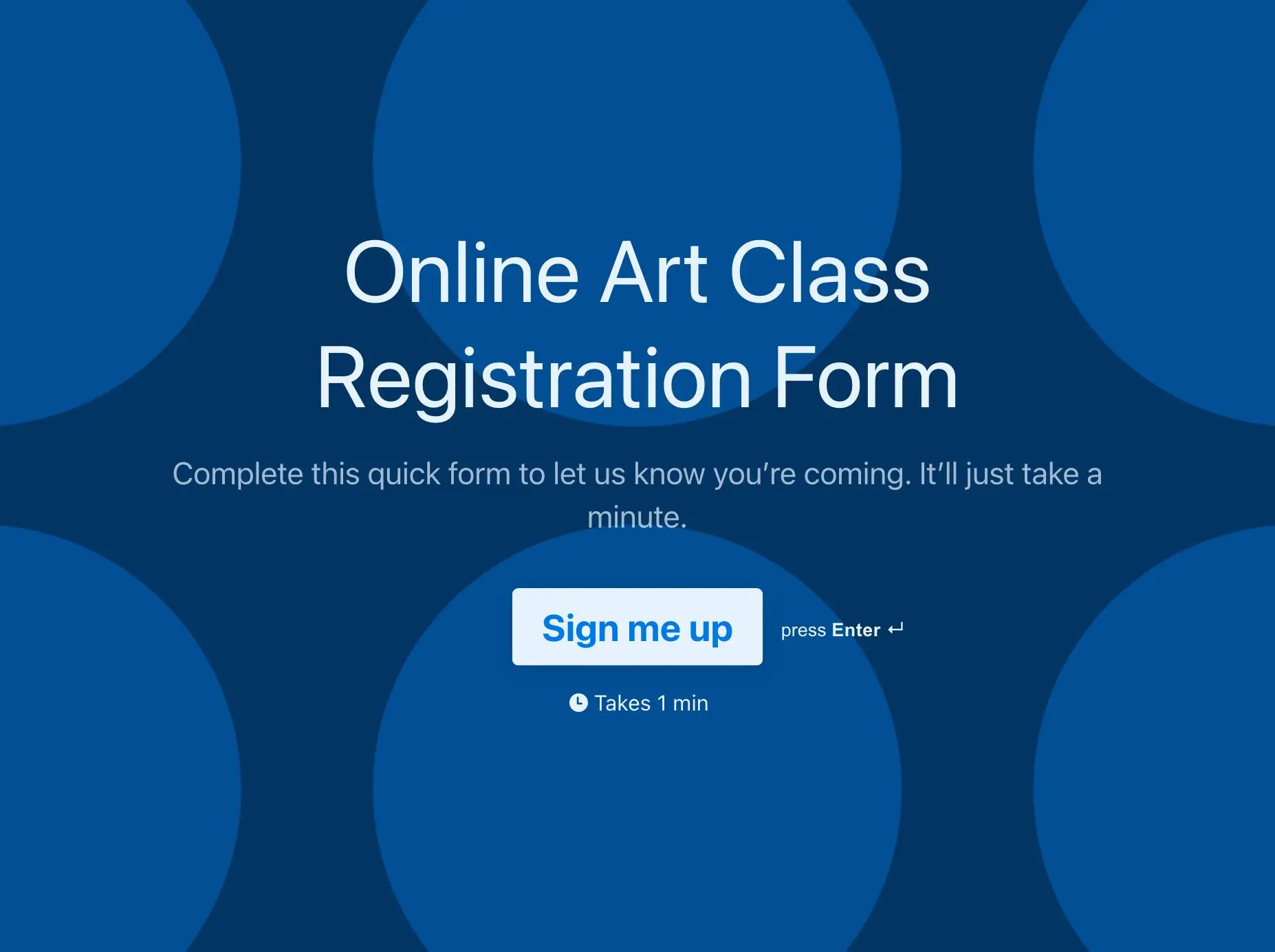 Online Art Class Registration Form Template Hero