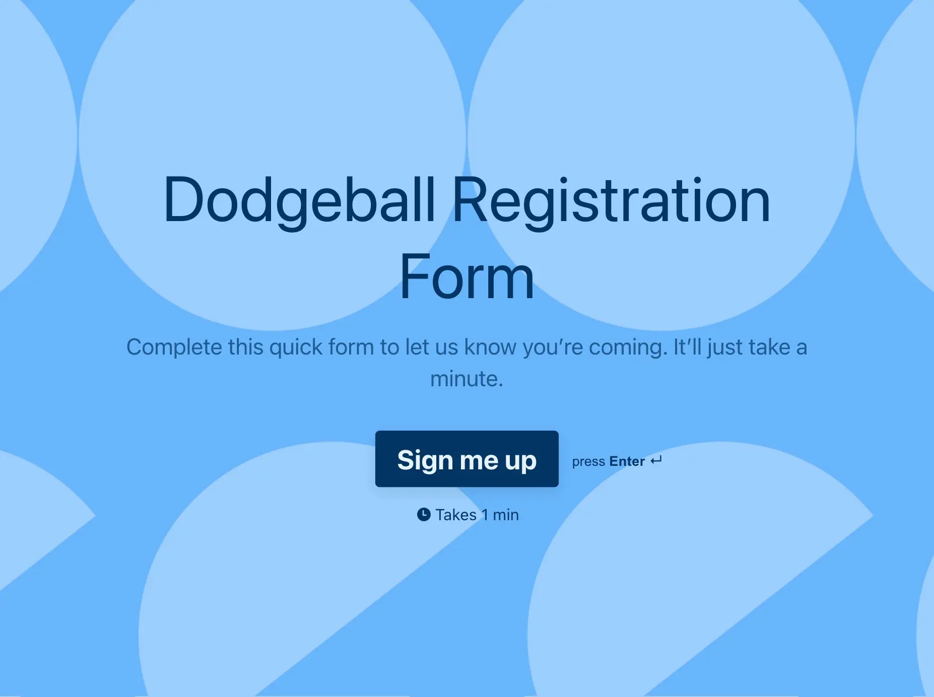 Dodgeball Registration Form Template Hero
