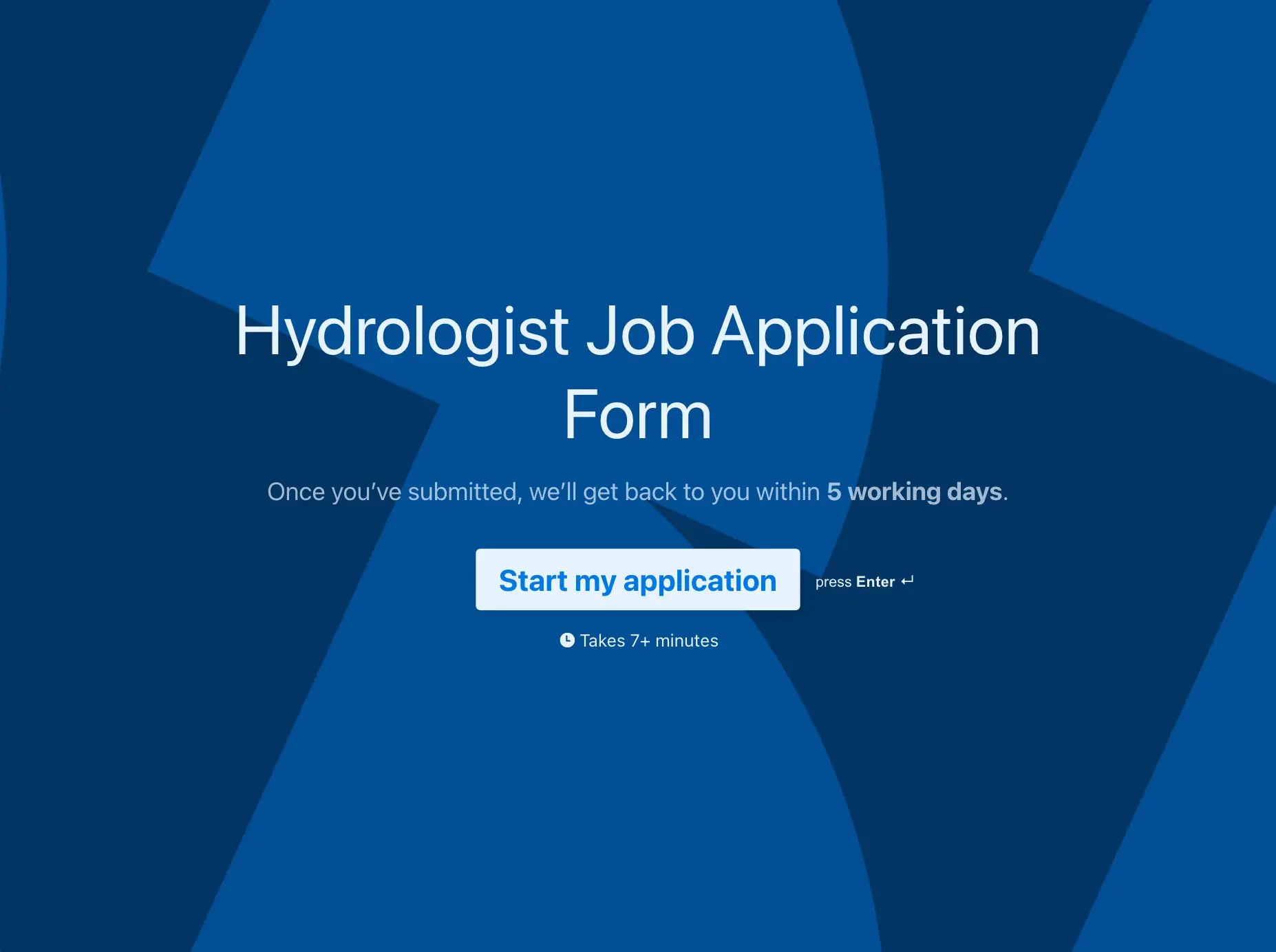 Hydrologist Job Application Form Template Hero
