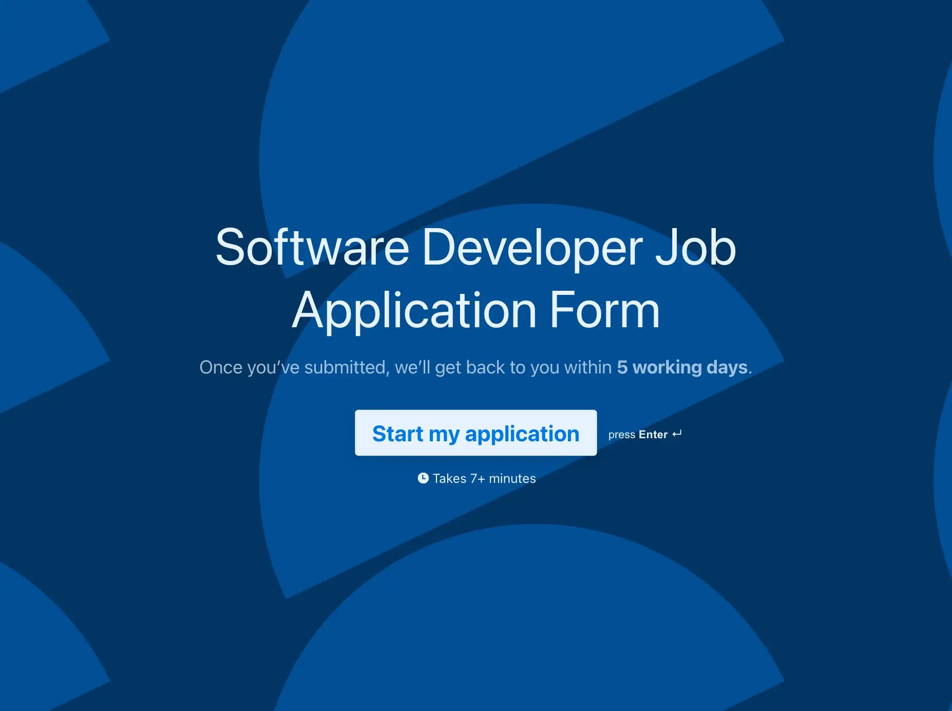 Software Developer Job Application Form Template Hero