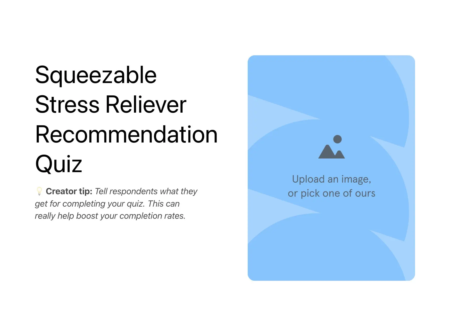 Squeezable Stress Reliever Recommendation Quiz Template Hero