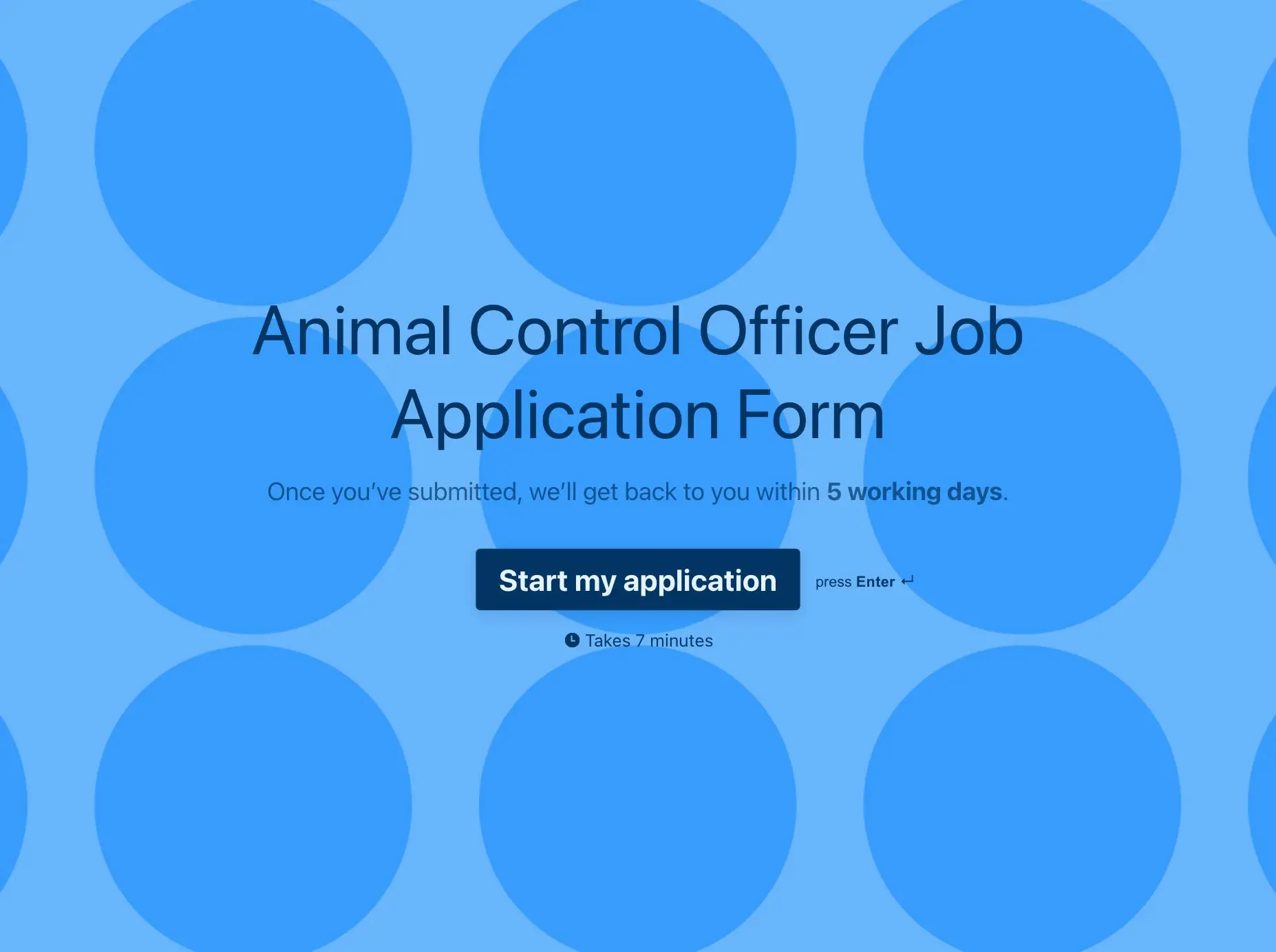 Animal Control Officer Job Application Form Template Hero