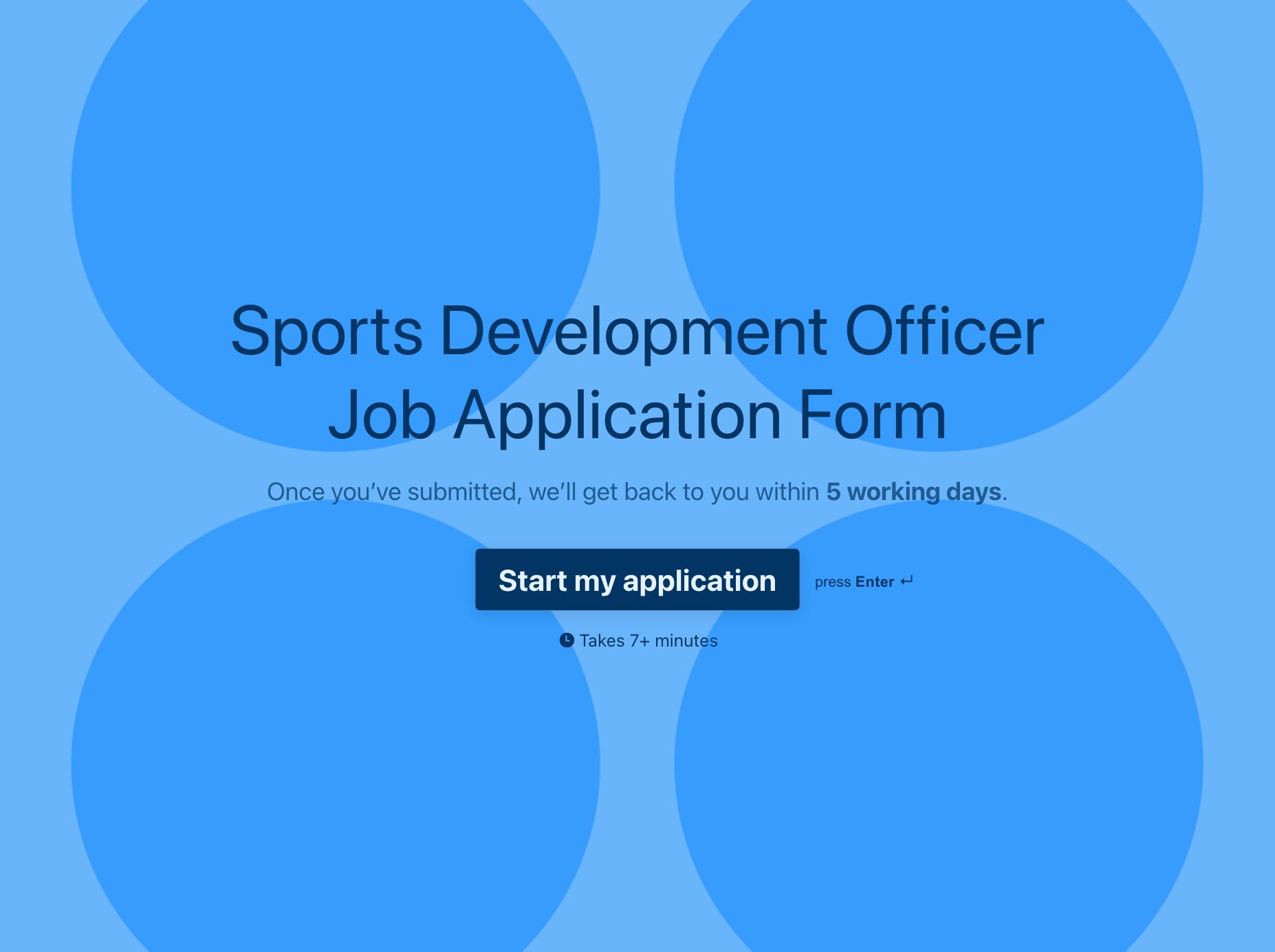 Sports Development Officer Job Application Form Template