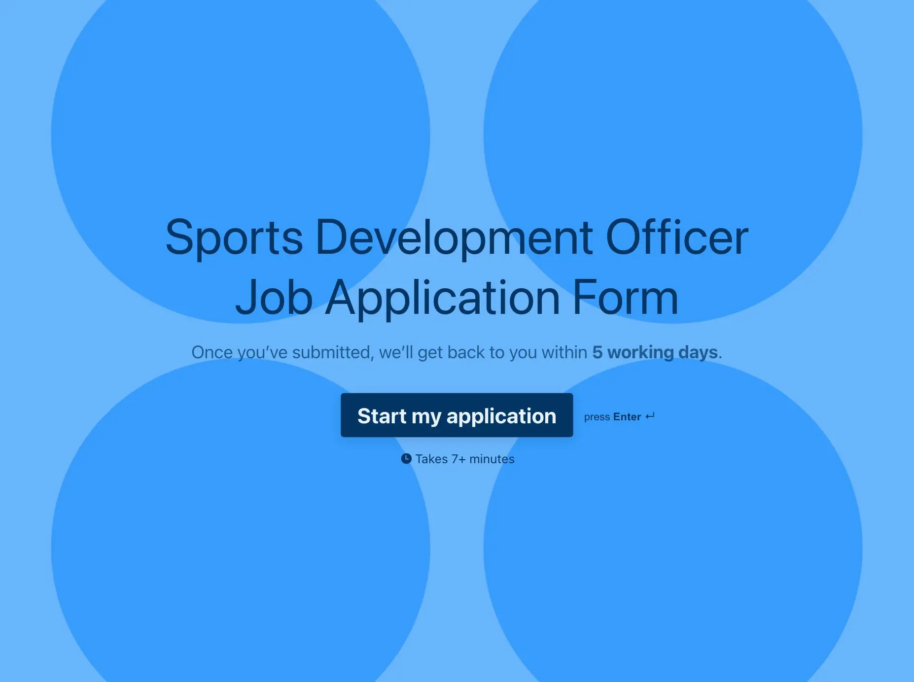 Sports Development Officer Job Application Form Template Hero