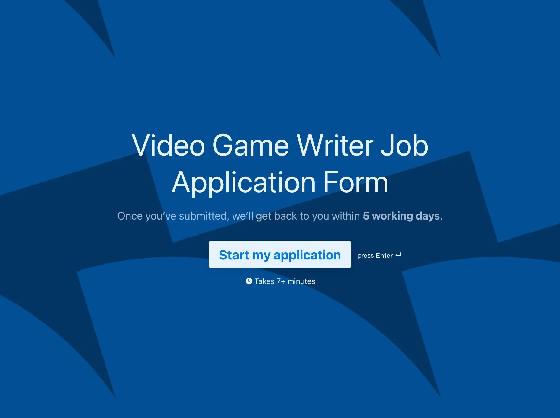 Video Game Writer Job Application Form Template Hero