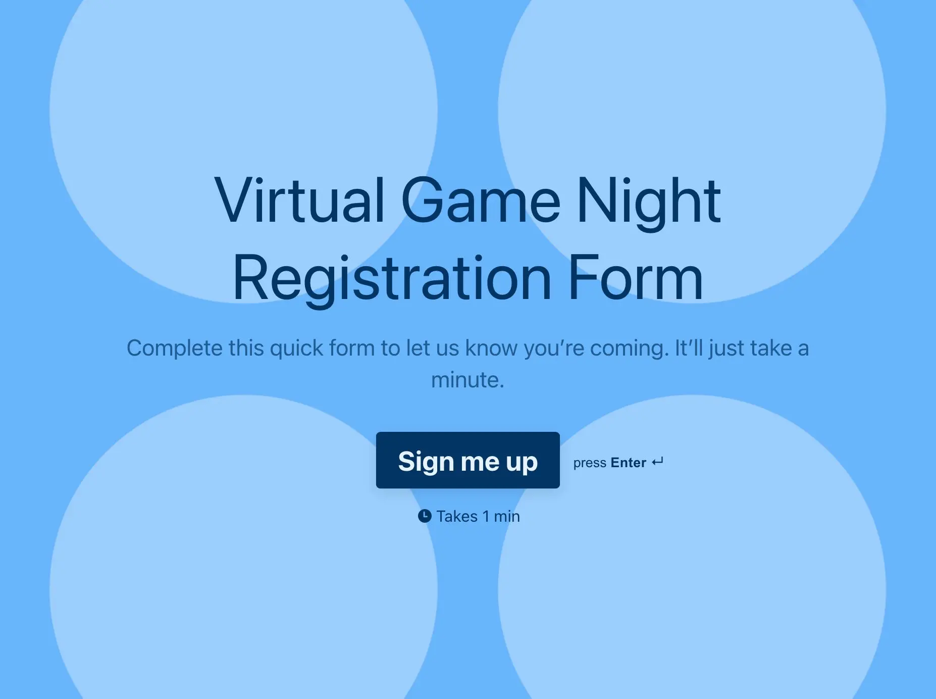 Virtual Game Night Registration Form Template Hero