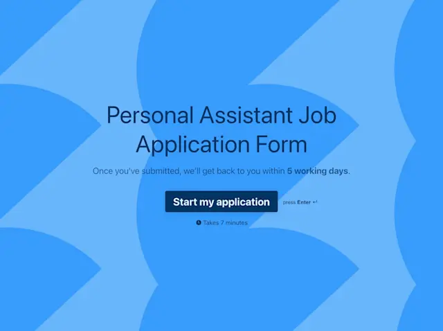 Personal Assistant Job Application Form Template