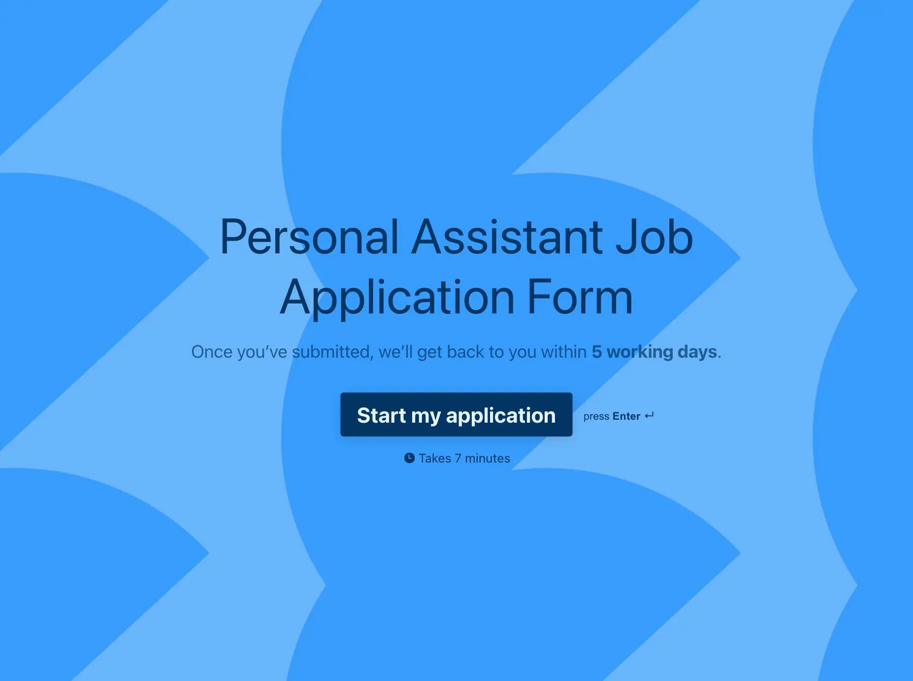 Personal Assistant Job Application Form Template Hero