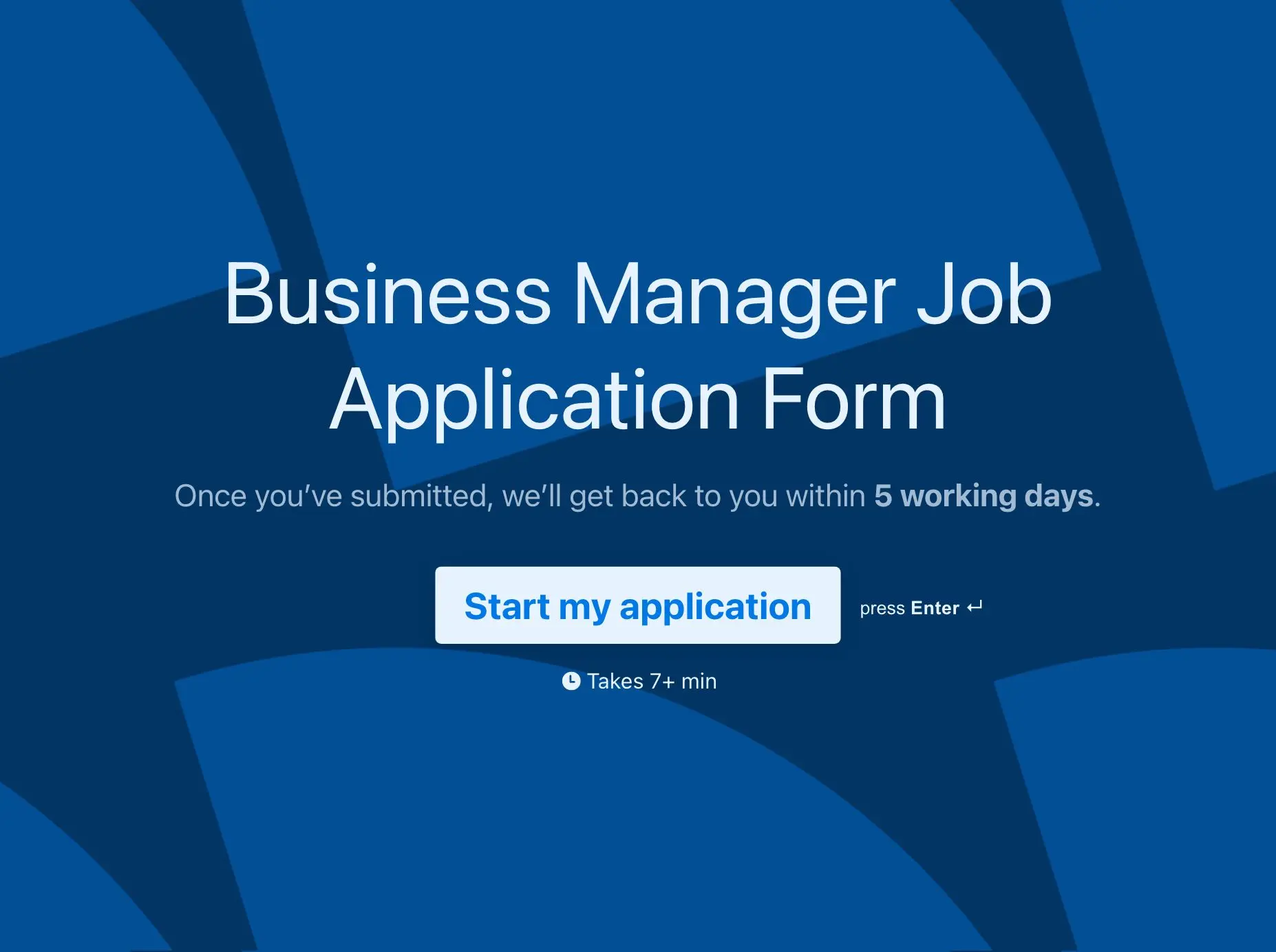 Business Manager Job Application Form Template Hero