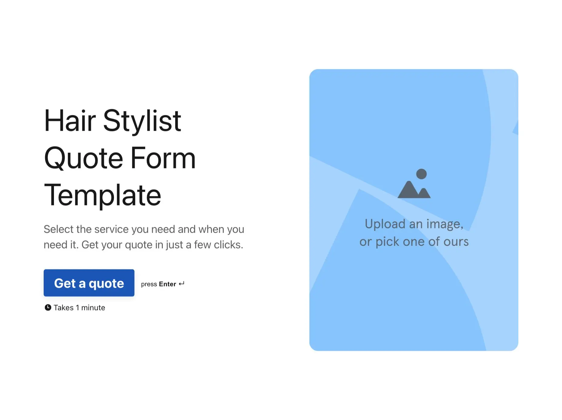 Hair stylist quote form template Hero