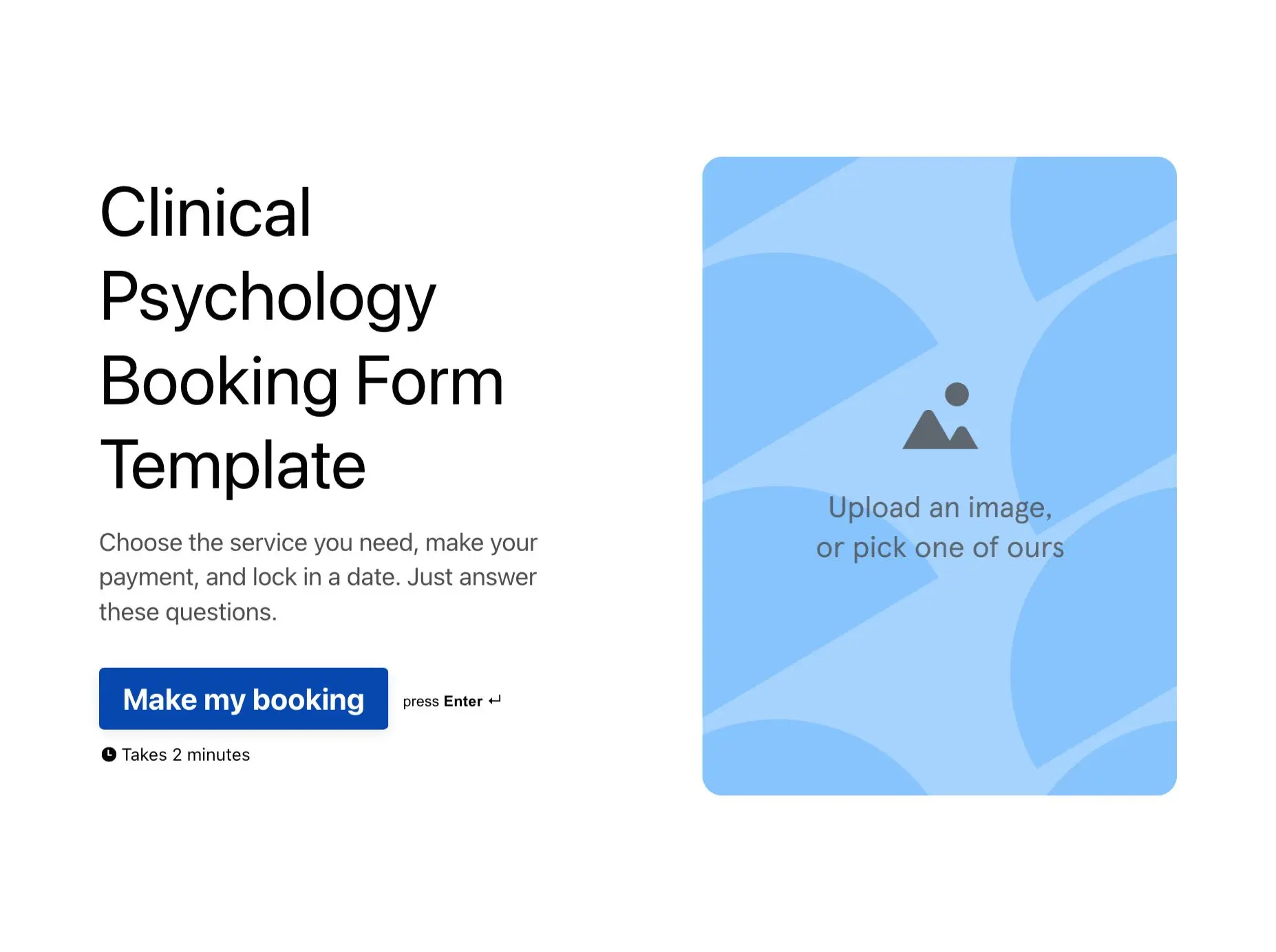 Clinical Psychology Booking Form Template Hero