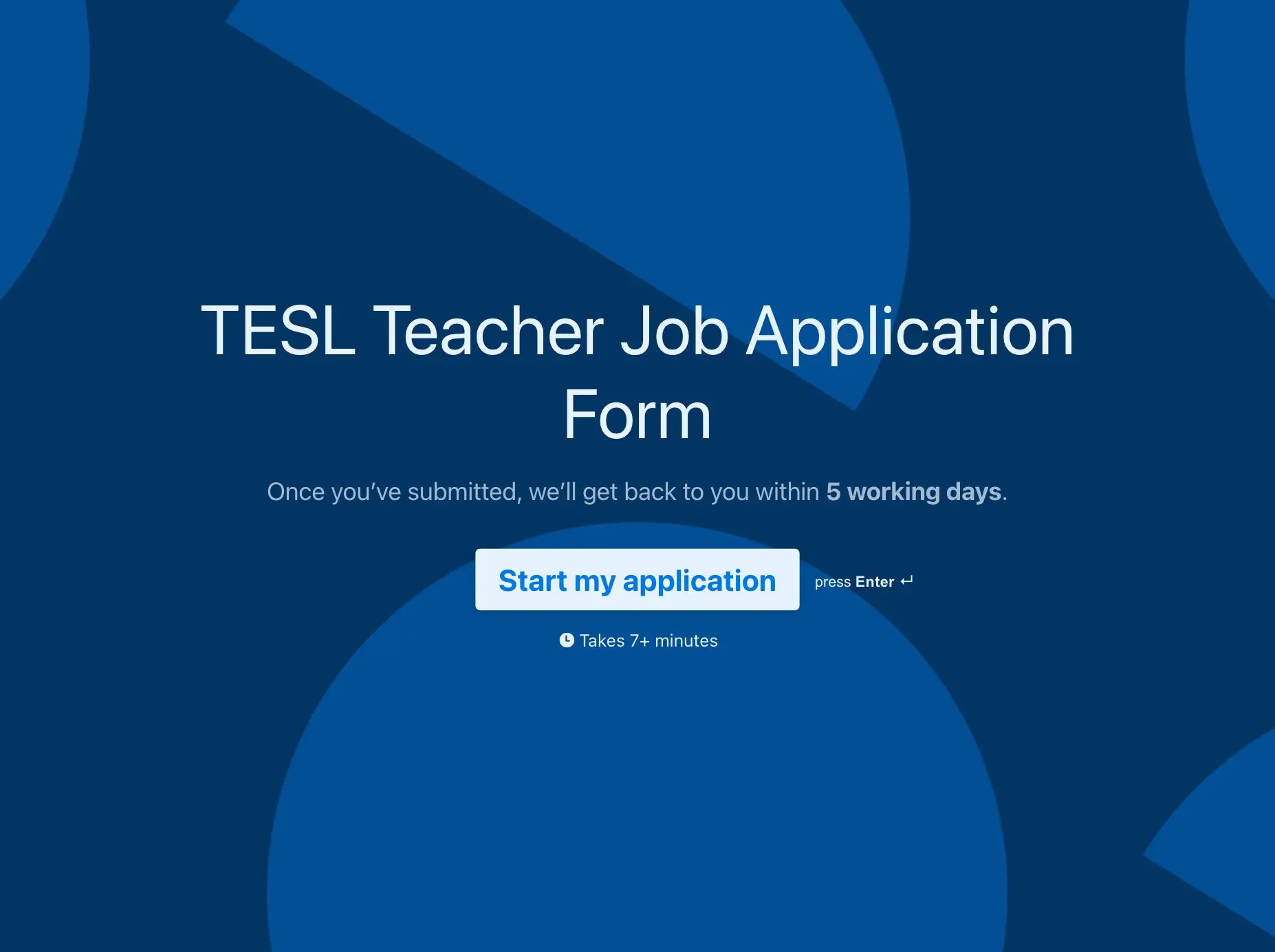TESL Teacher Job Application Form Template Hero