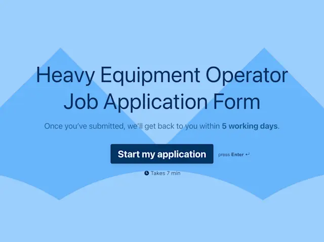 Heavy Equipment Operator Job Application Form Template