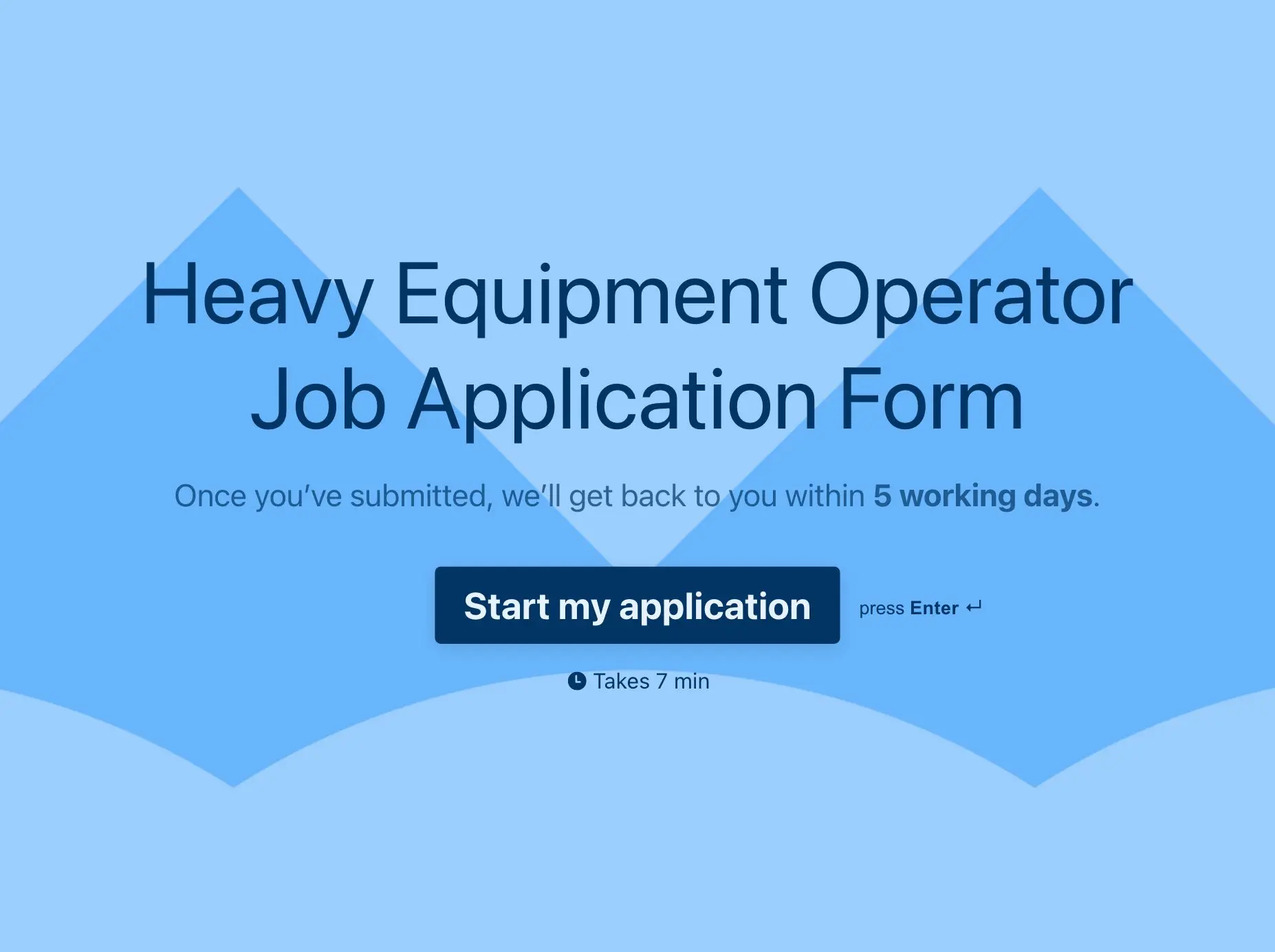 Heavy Equipment Operator Job Application Form Template Hero