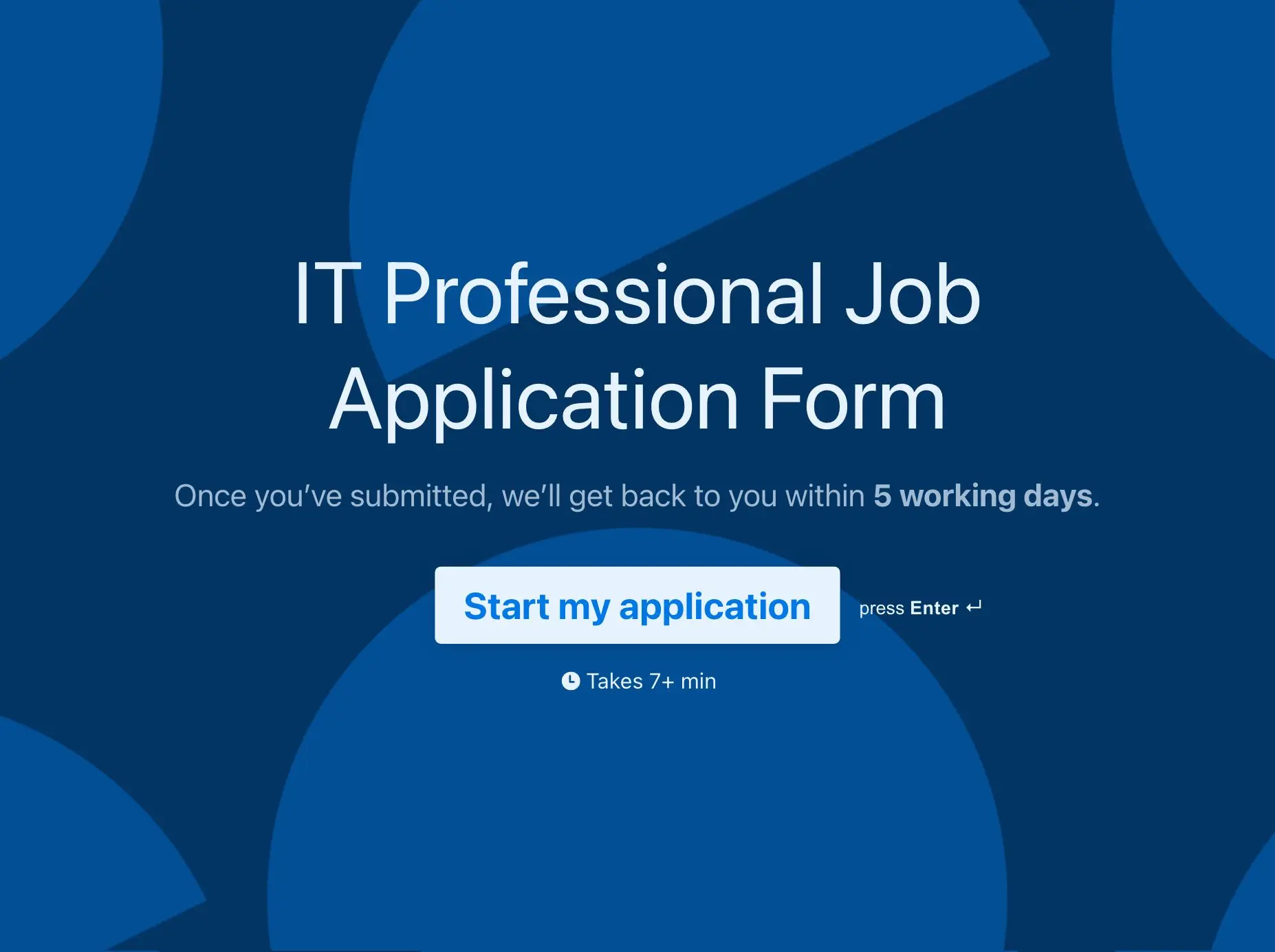 IT Professional Job Application Form Template Hero