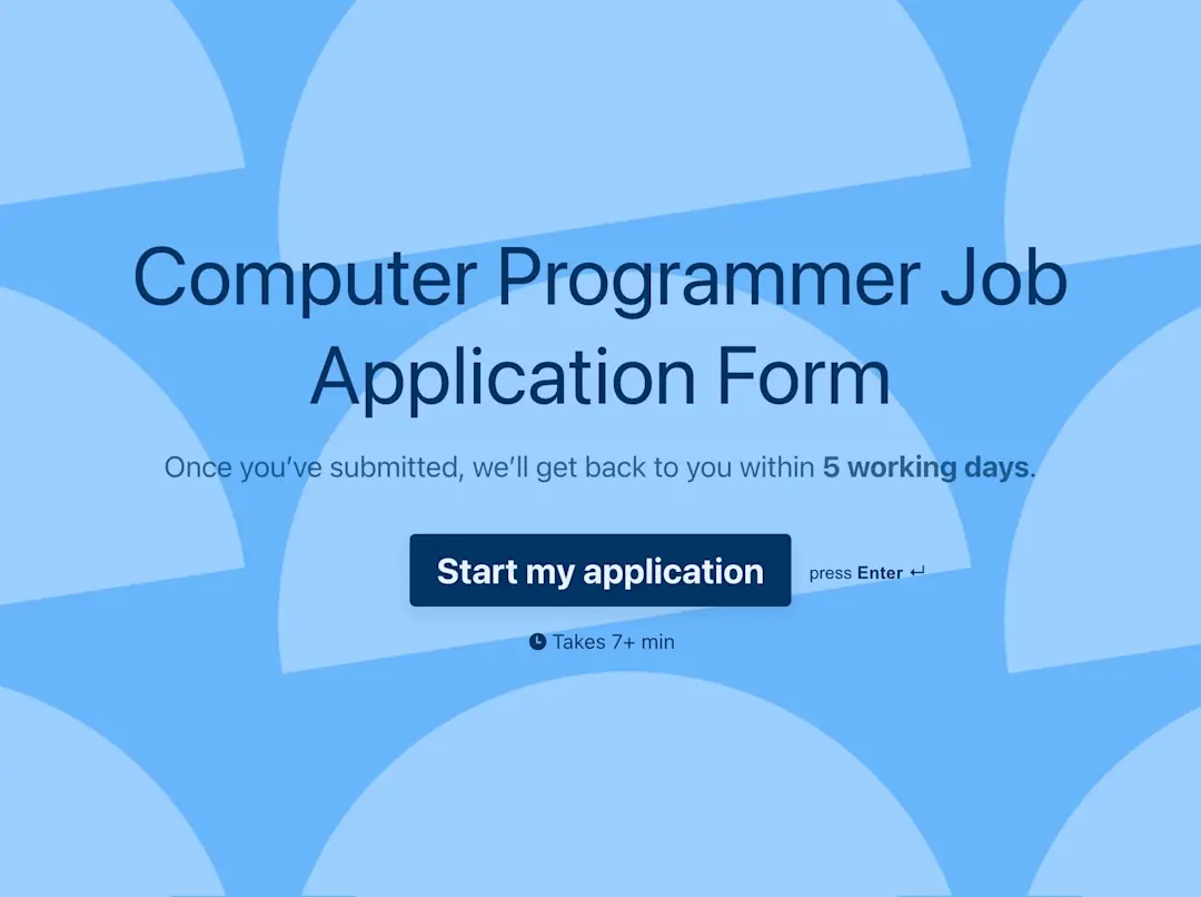 Computer Programmer Job Application Form Template