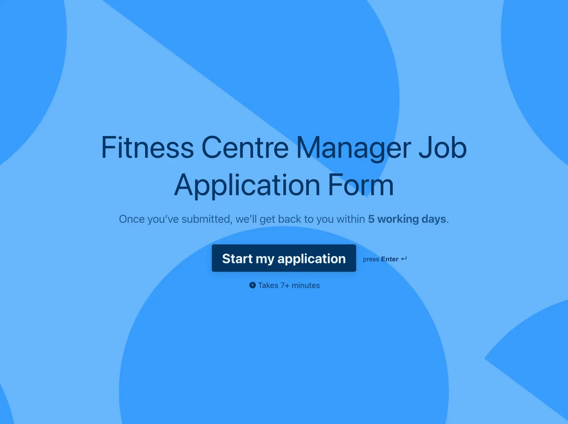 Fitness Centre Manager Job Application Form Template Hero
