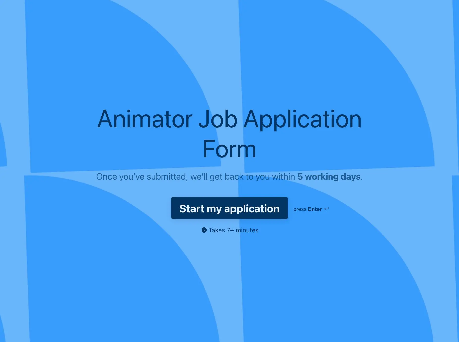 Animator Job Application Form Template Hero