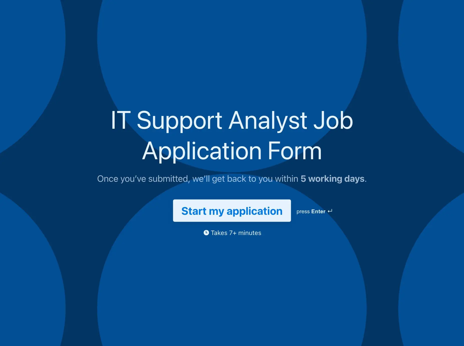 IT Support Analyst Job Application Form Template Hero