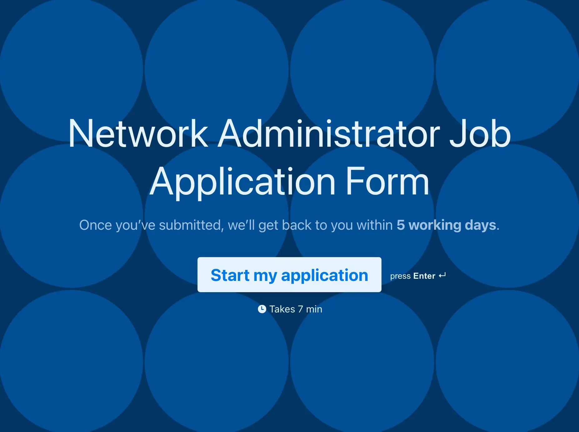 Network Administrator Job Application Form Template Hero