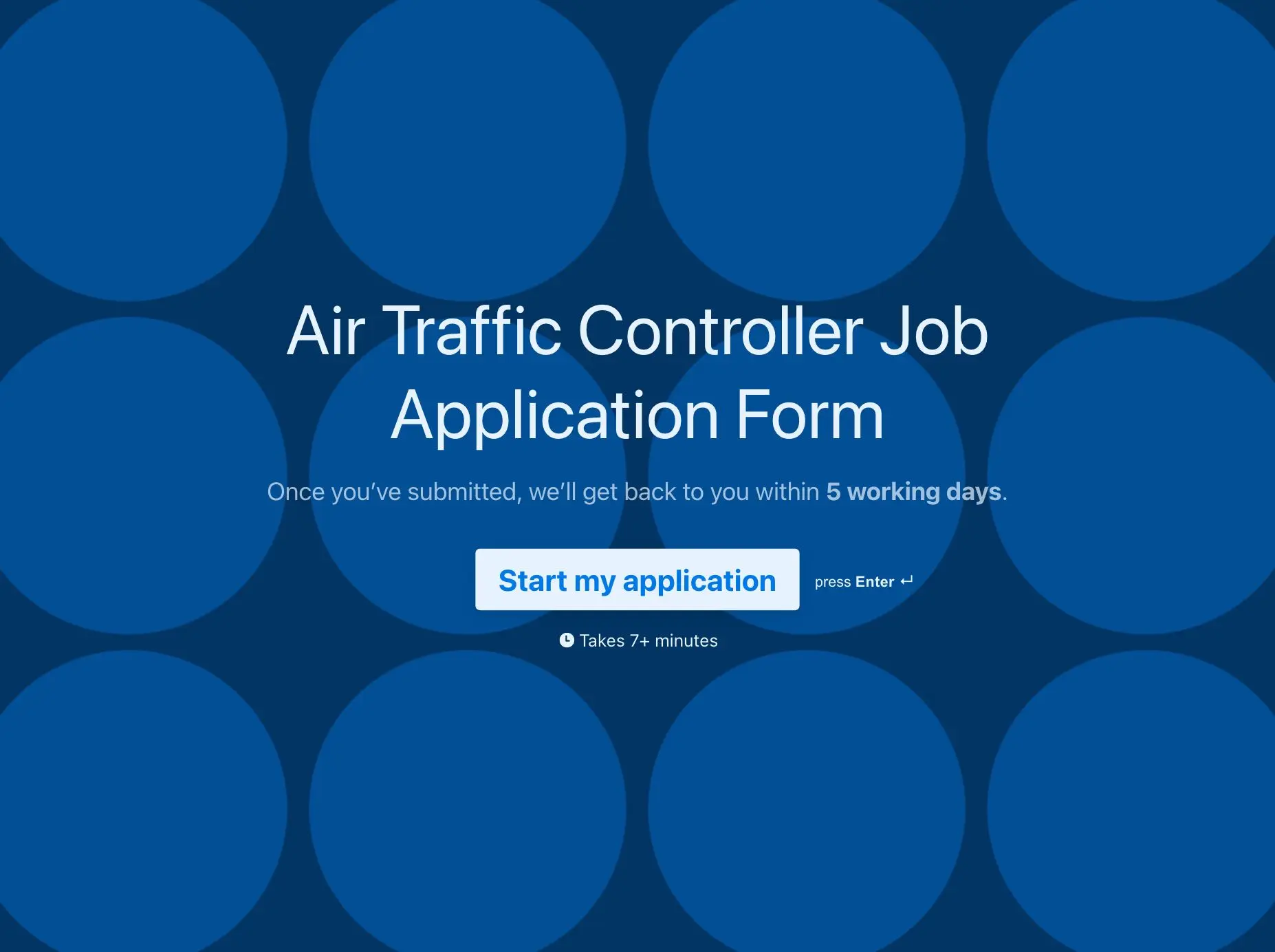 Air Traffic Controller Job Application Form Template Hero