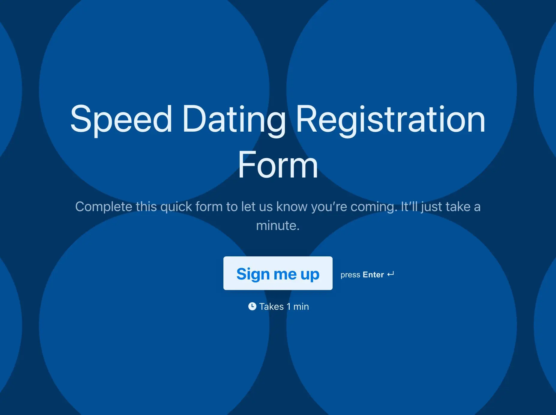 Speed Dating Registration Form Template Hero