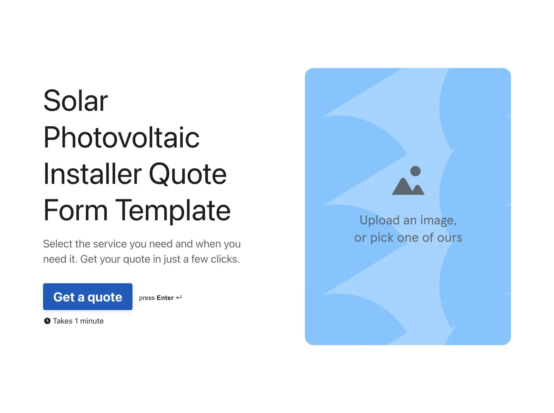Solar Photovoltaic Installer Quote Form Template Hero