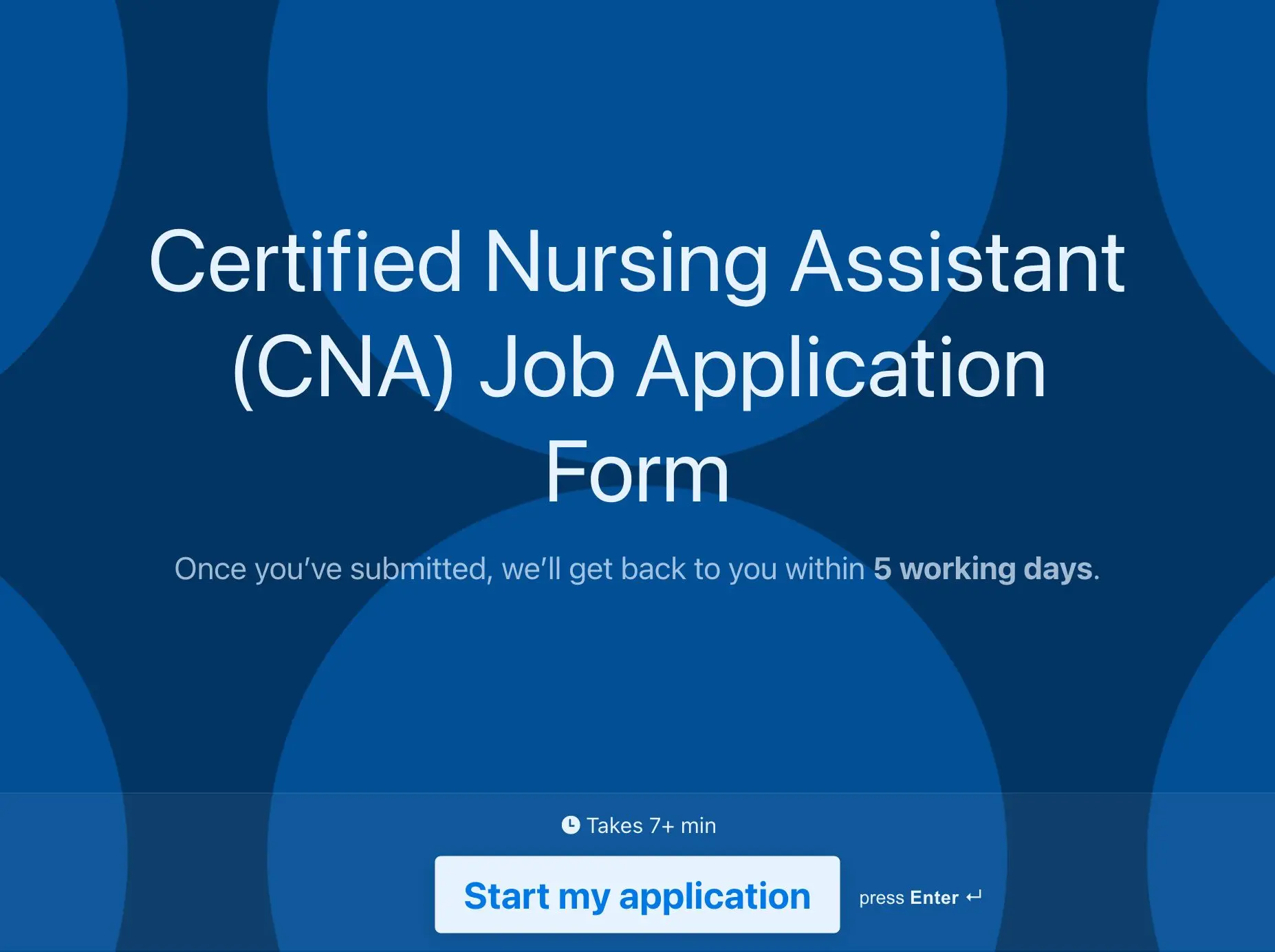 Certified Nursing Assistant (CNA) Job Application Form Template