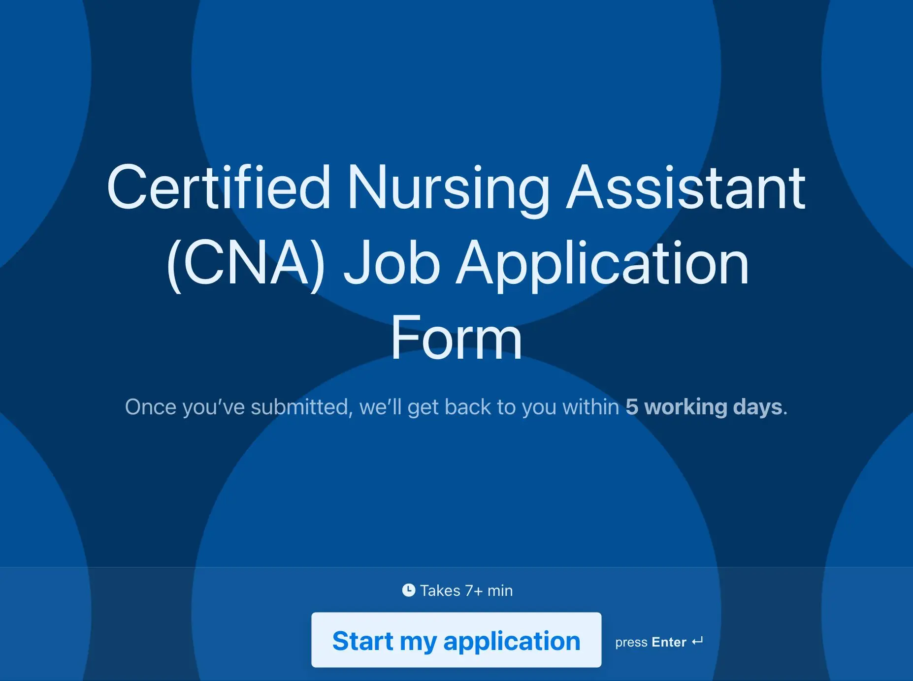 Certified Nursing Assistant (CNA) Job Application Form Template Hero
