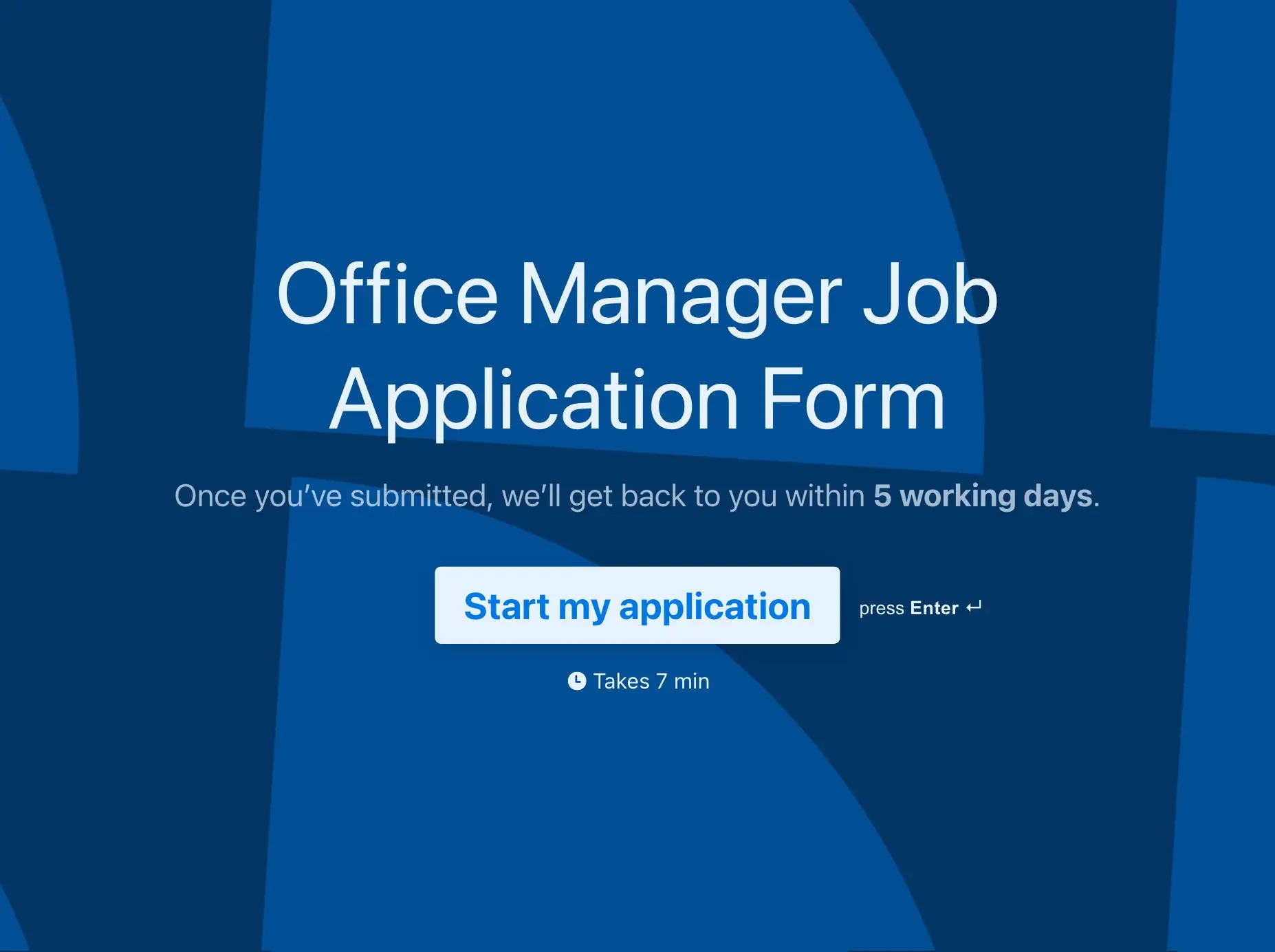Office Manager Job Application Form Template Hero
