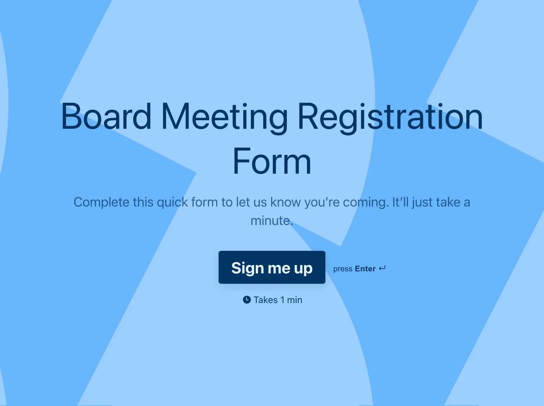 Board Meeting Registration Form Template Hero