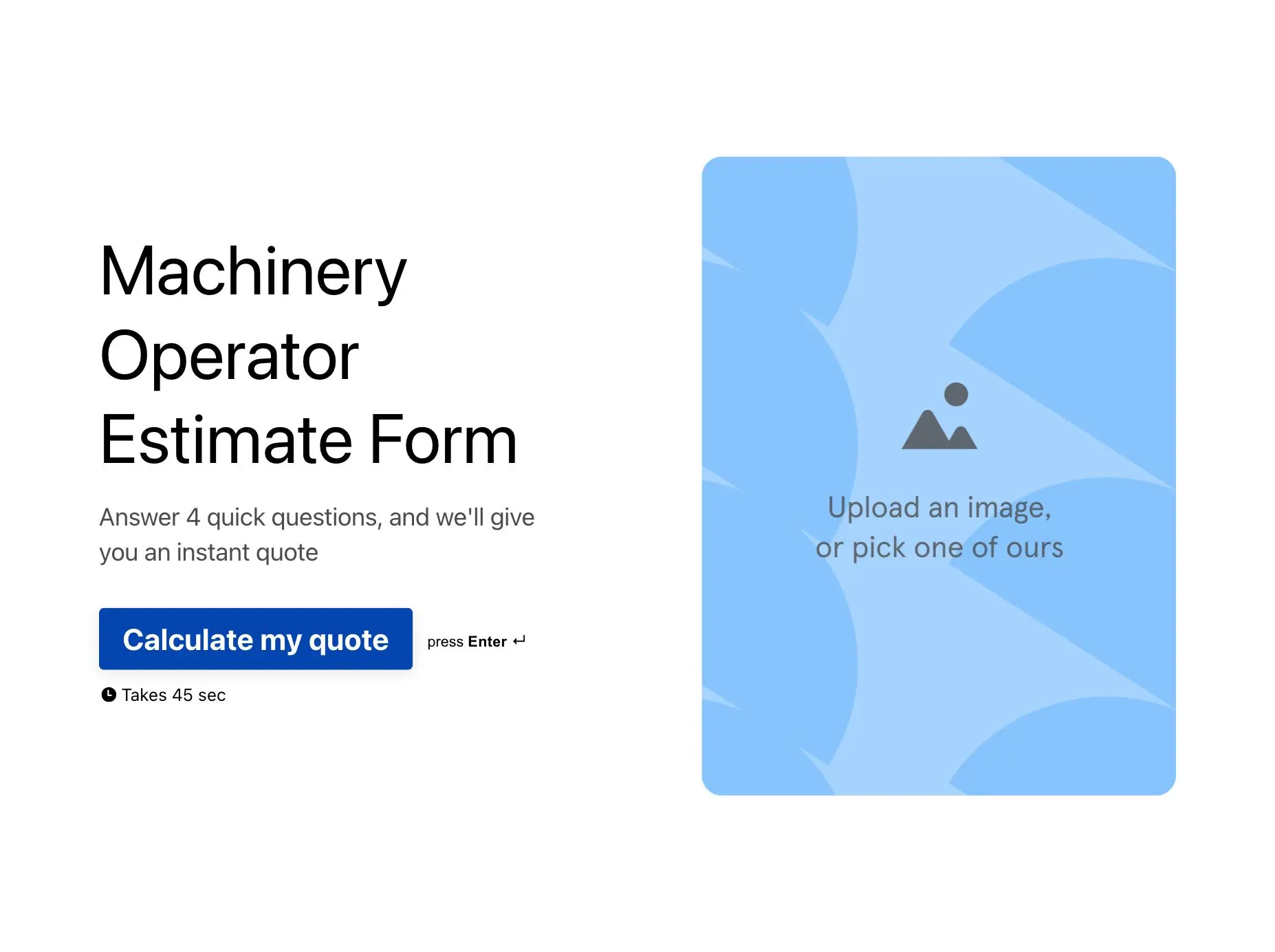 Machinery Operator Estimate Form Template Hero