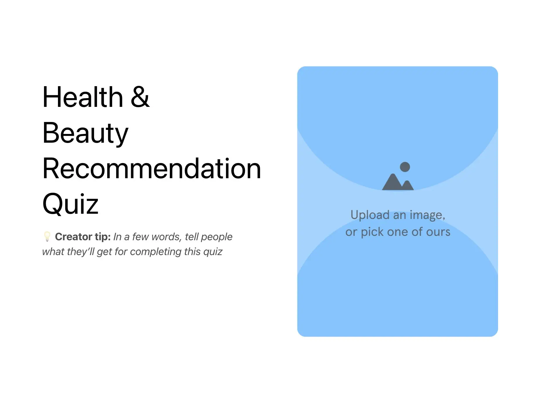 Health & Beauty Recommendation Quiz Template Hero
