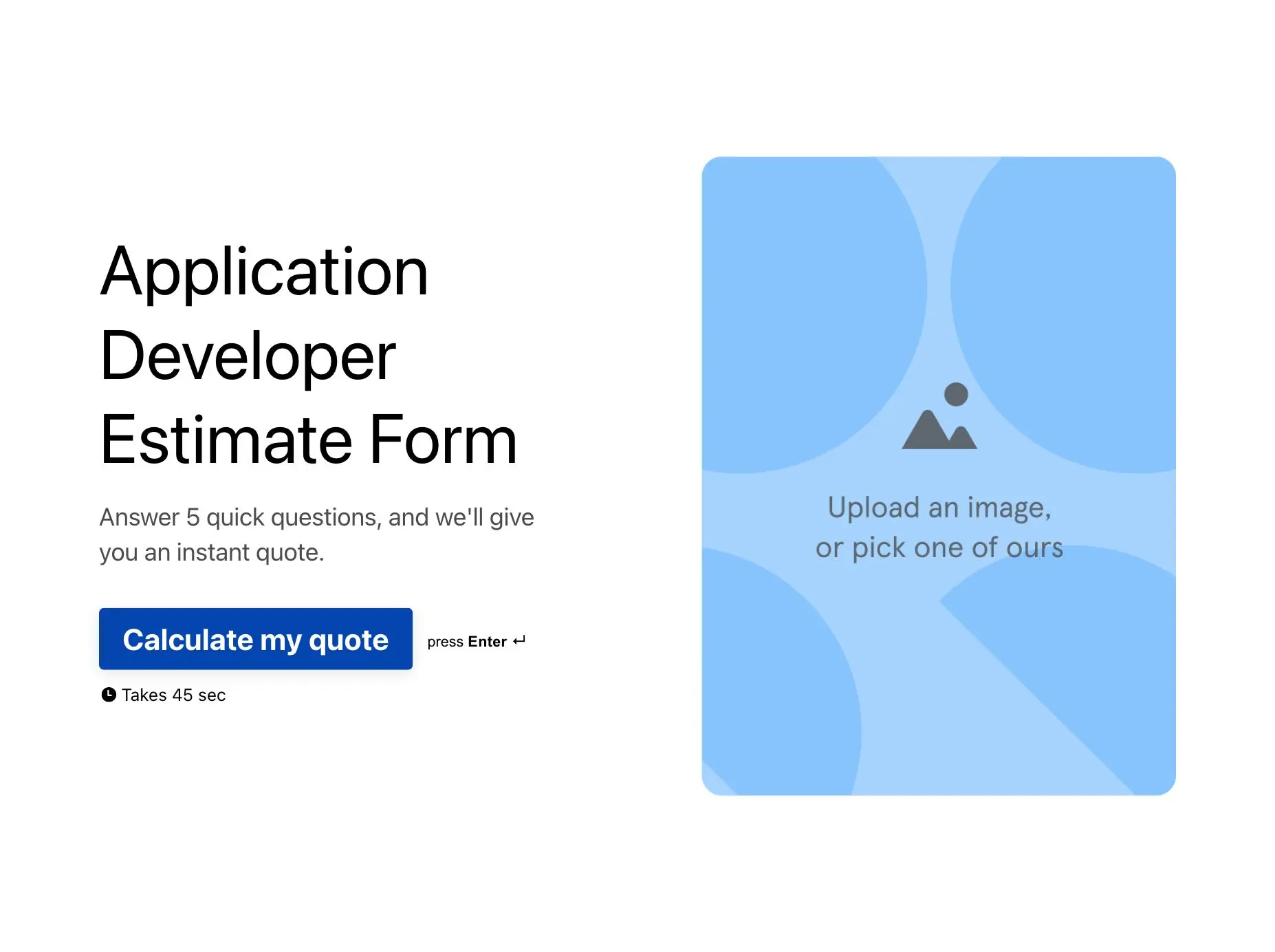 Application Developer Estimate Form Template Hero