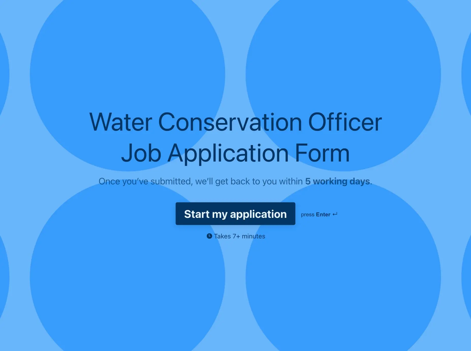 Water Conservation Officer Job Application Form Template Hero