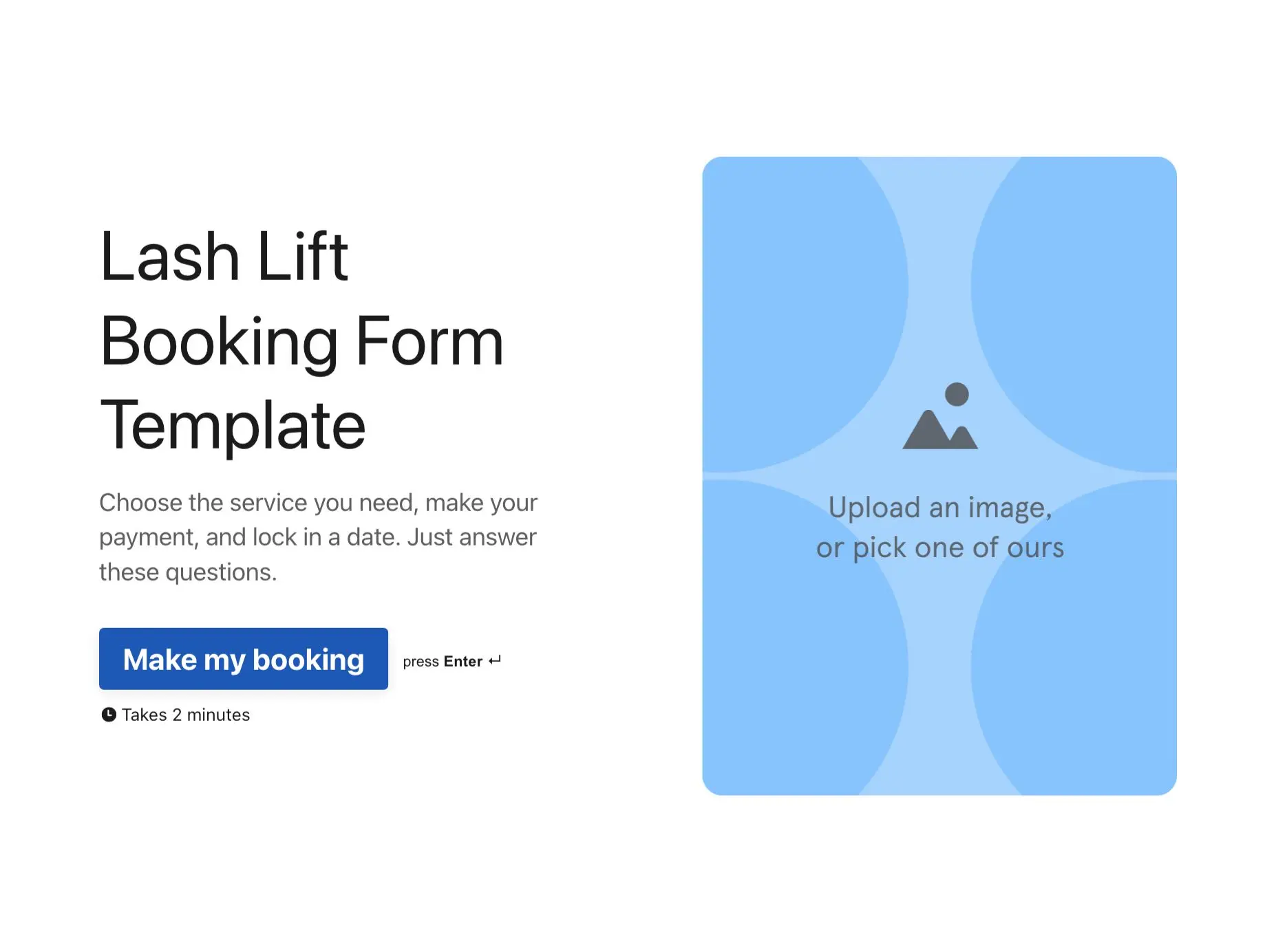 Lash Lift Booking Form Template Hero