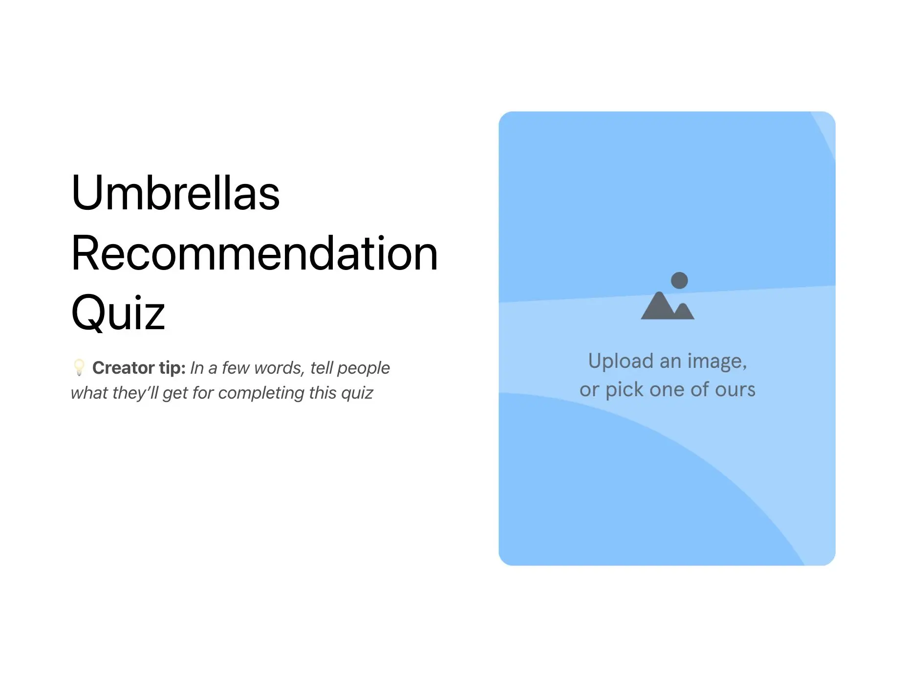 Umbrellas Recommendation Quiz Template Hero