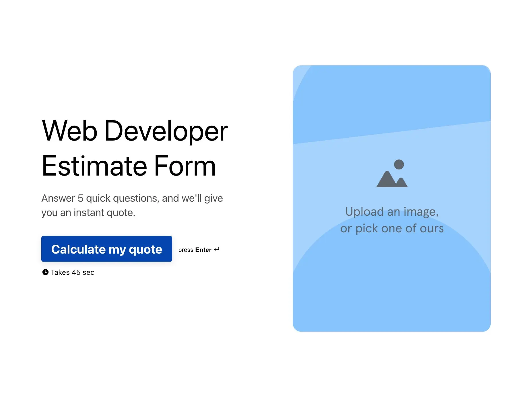 Web Developer Estimate Form Template Hero