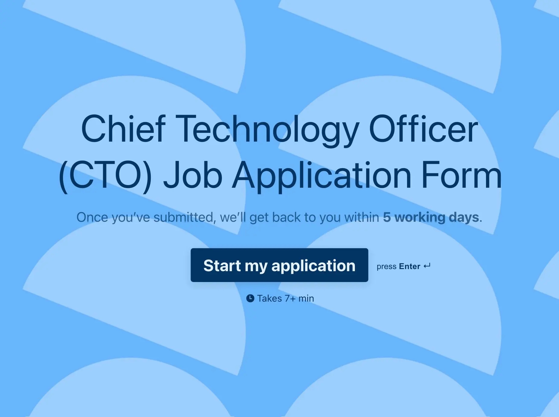 Chief Technology Officer (CTO) Job Application Form Template Hero