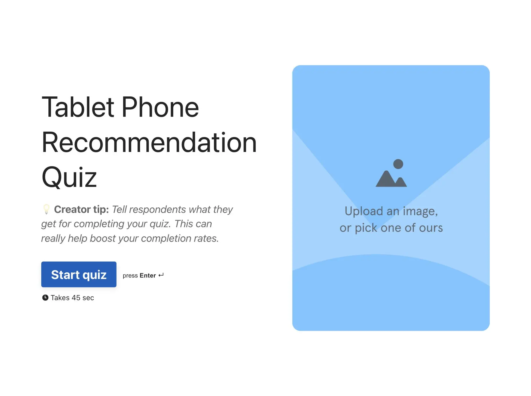 Tablet Phone Recommendation Quiz Template Hero