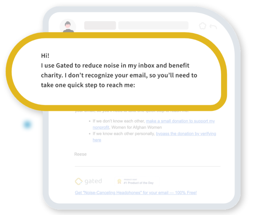 Gated auto-replies let senders know they need to donate to charity before users see their message.