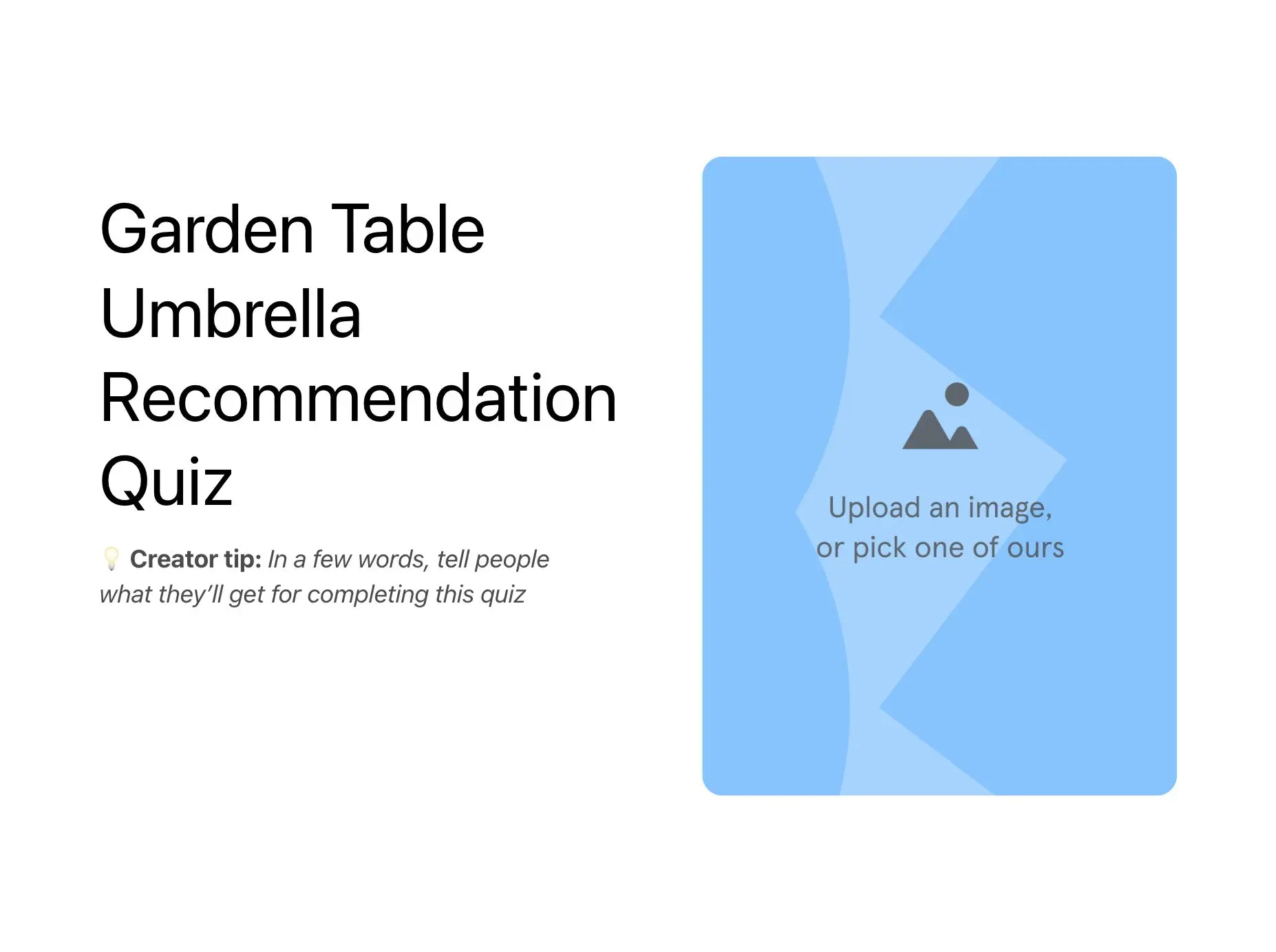 Garden Table Umbrella Recommendation Quiz Template Hero