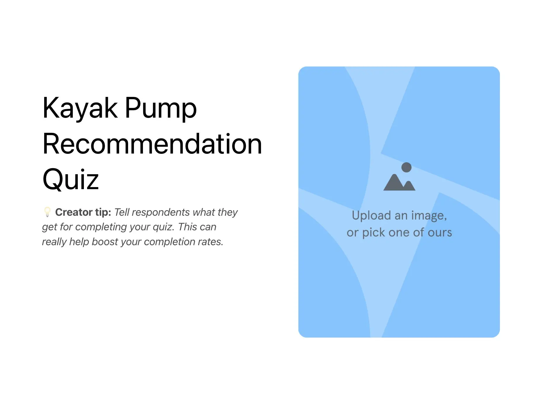 Kayak Pump Recommendation Quiz Template Hero